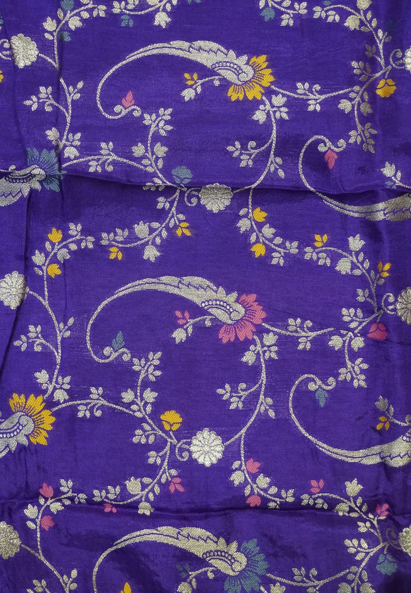 Semi Mysore Silk Saree - Dark Purple with Small Border