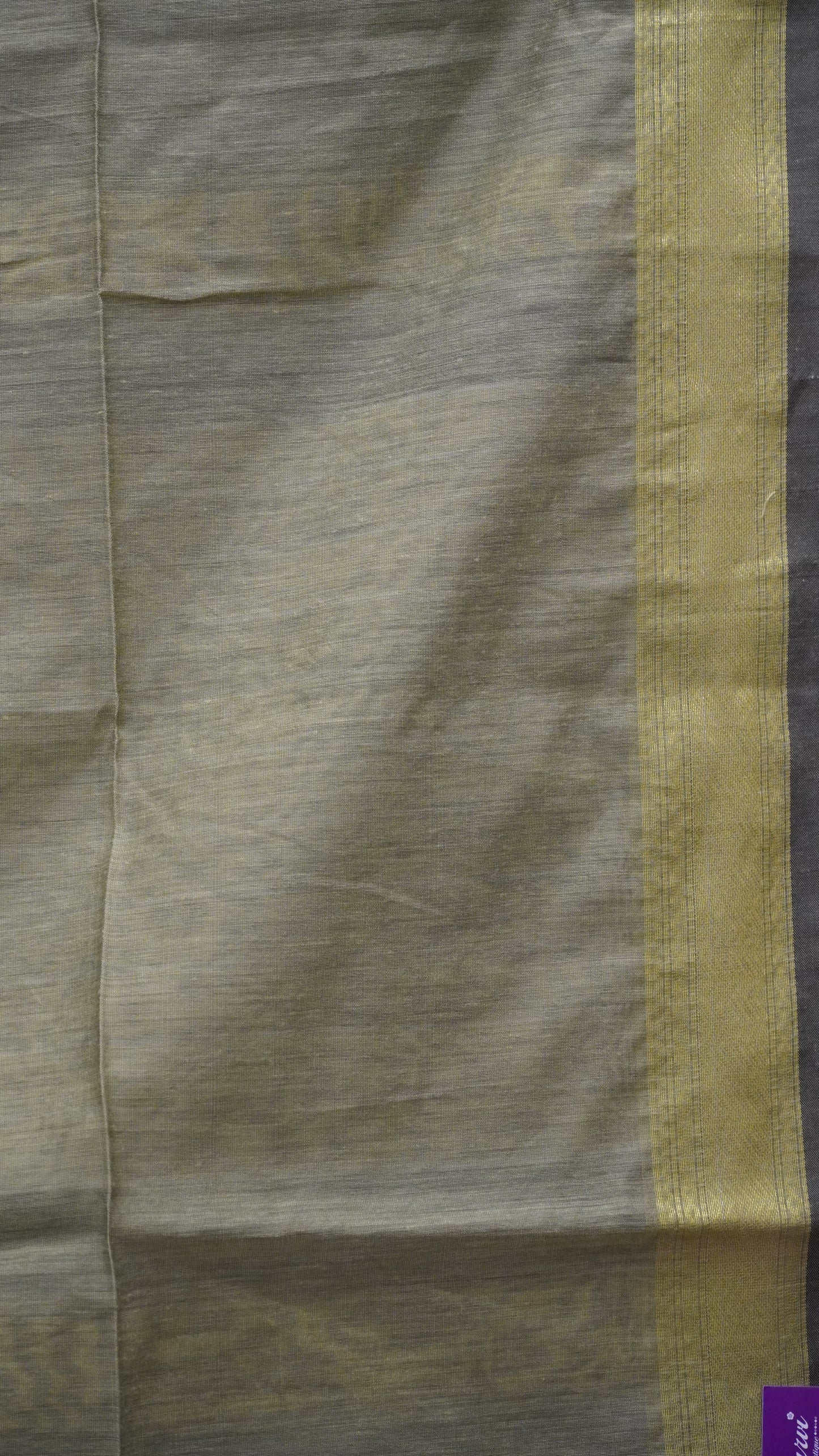 Maheswari Cotton Saree Plain-Bottle Green