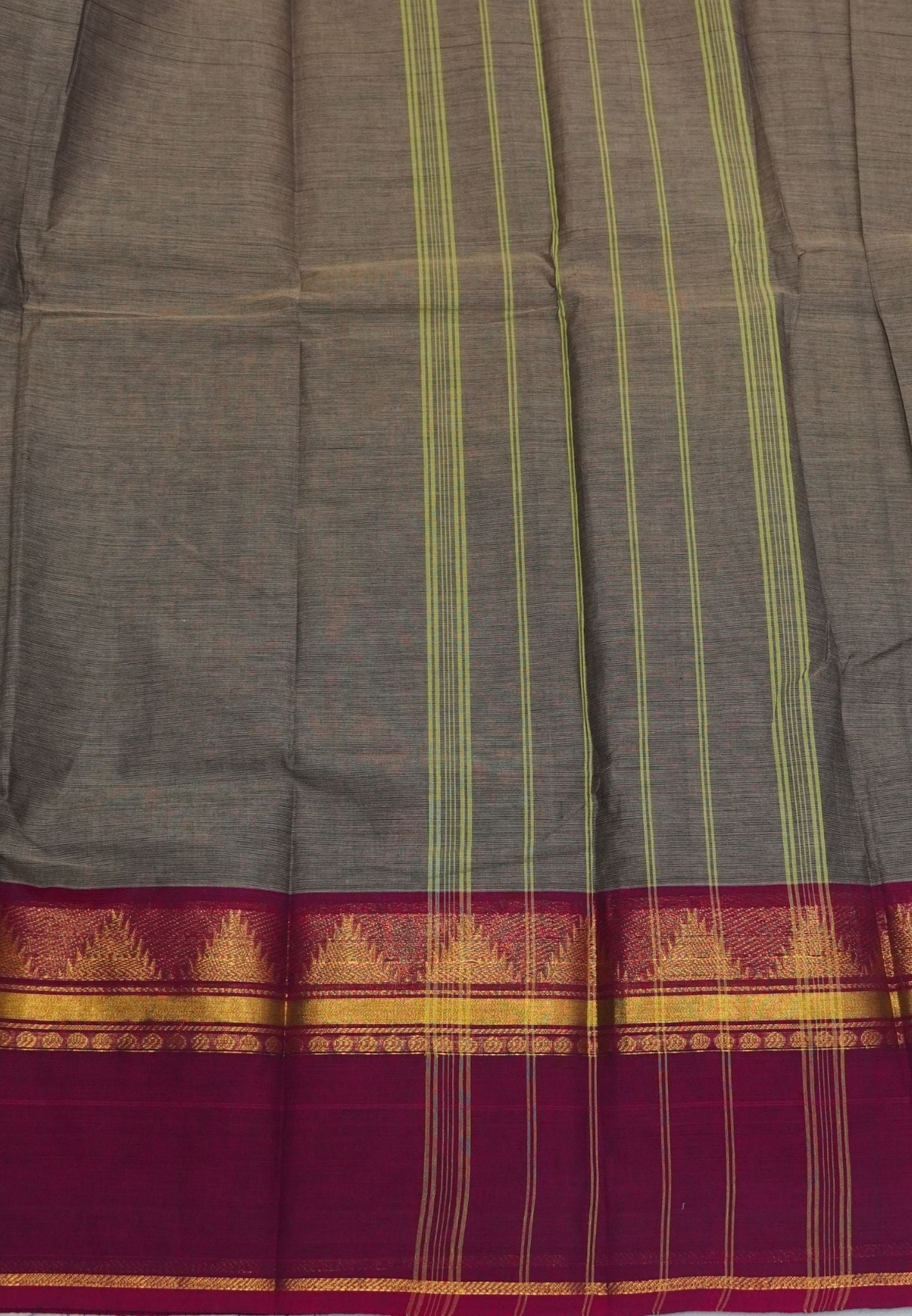 Chettinadu Cotton Saree-Bronze Beige with Contrast Gap Border