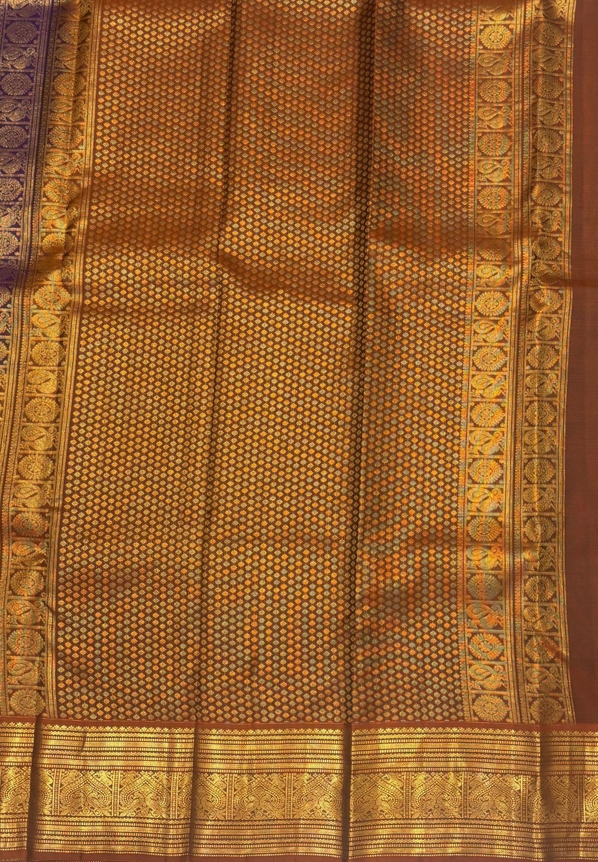 Pure Kanchipuram Silk Saree-Purple with Contrast Border