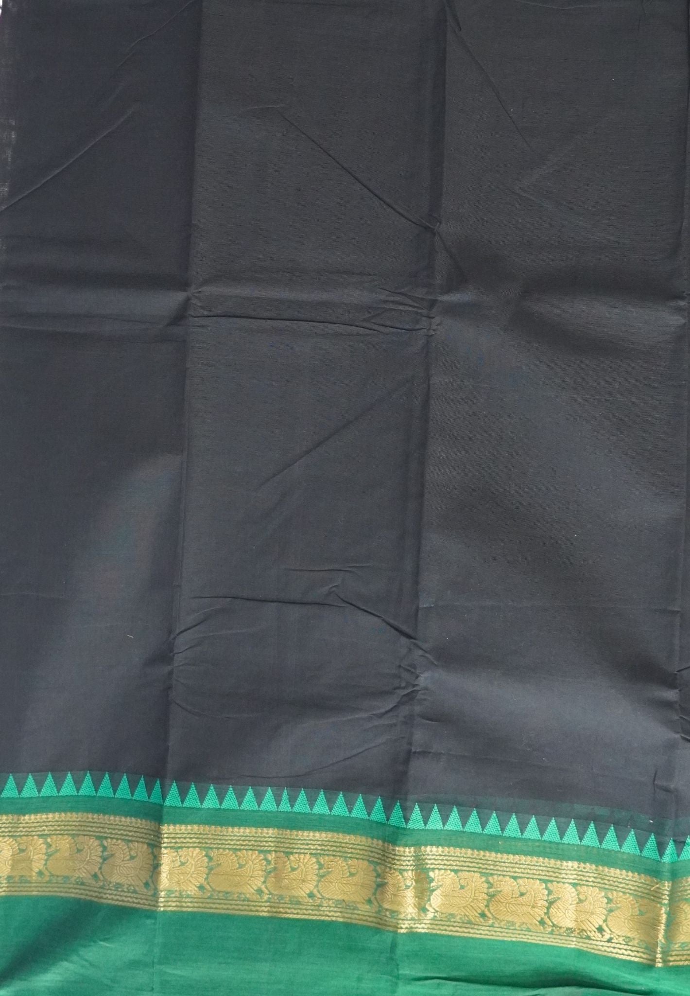Chettinadu Cotton Saree-Black with Ganga Jamuna Border