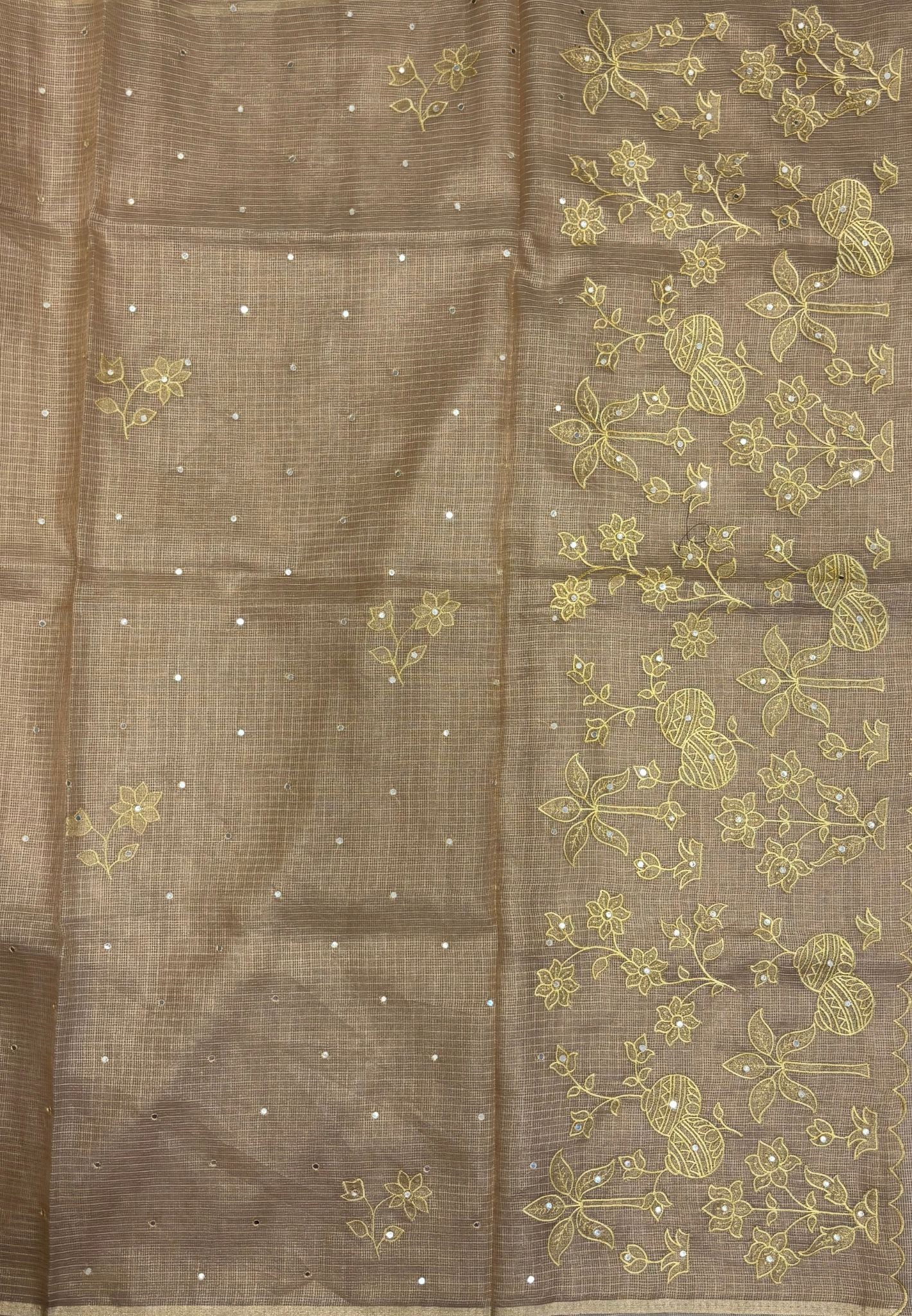 Kota Saree-Sandal In Floral Applique Border