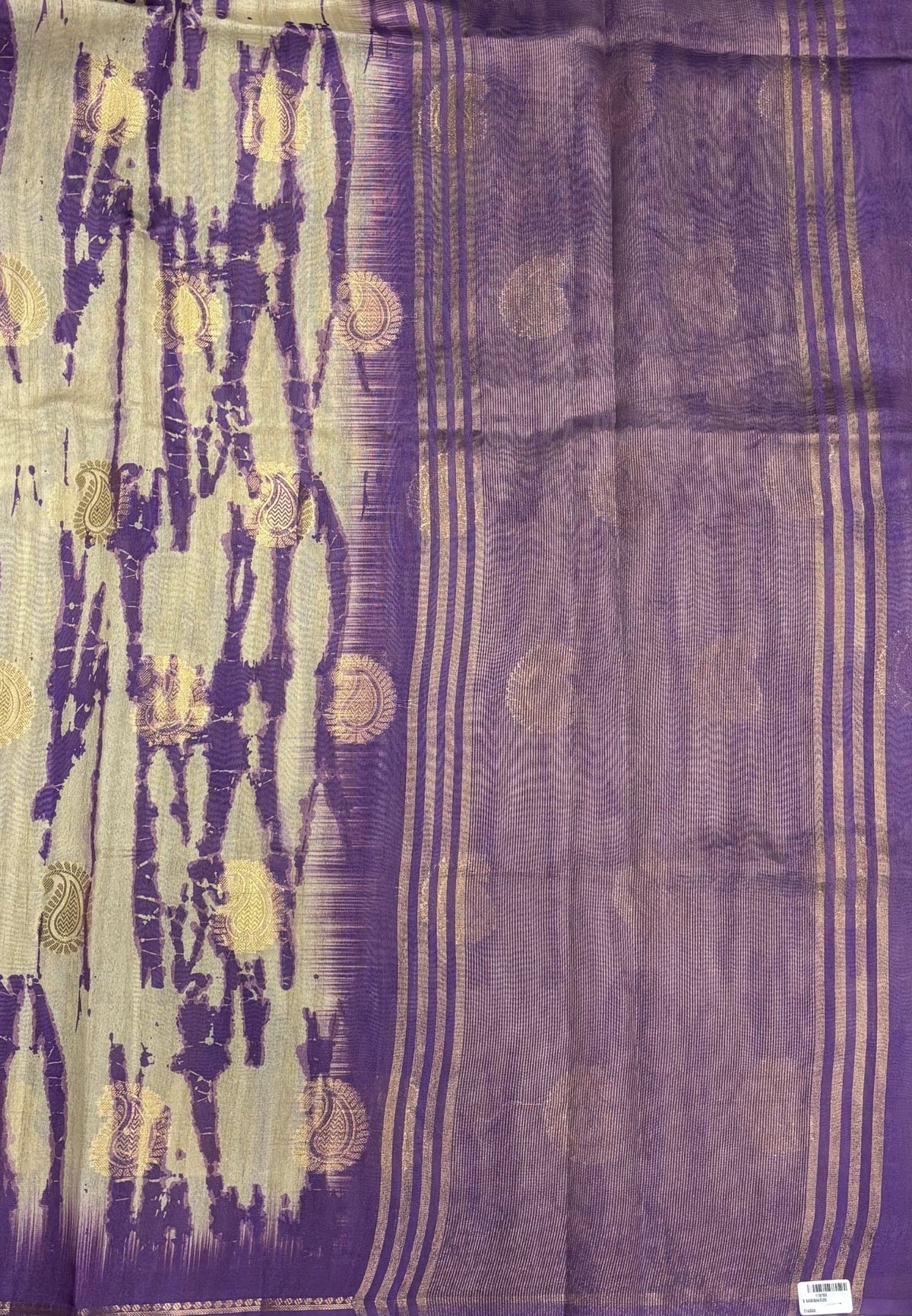 Tussar Saree-Violet in Leheriya Stripe Border