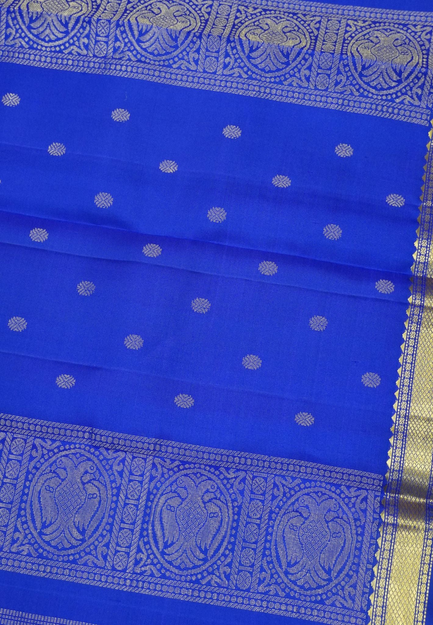 Pure Kanchipuram Silk Saree - Ink Blue with Small Border
