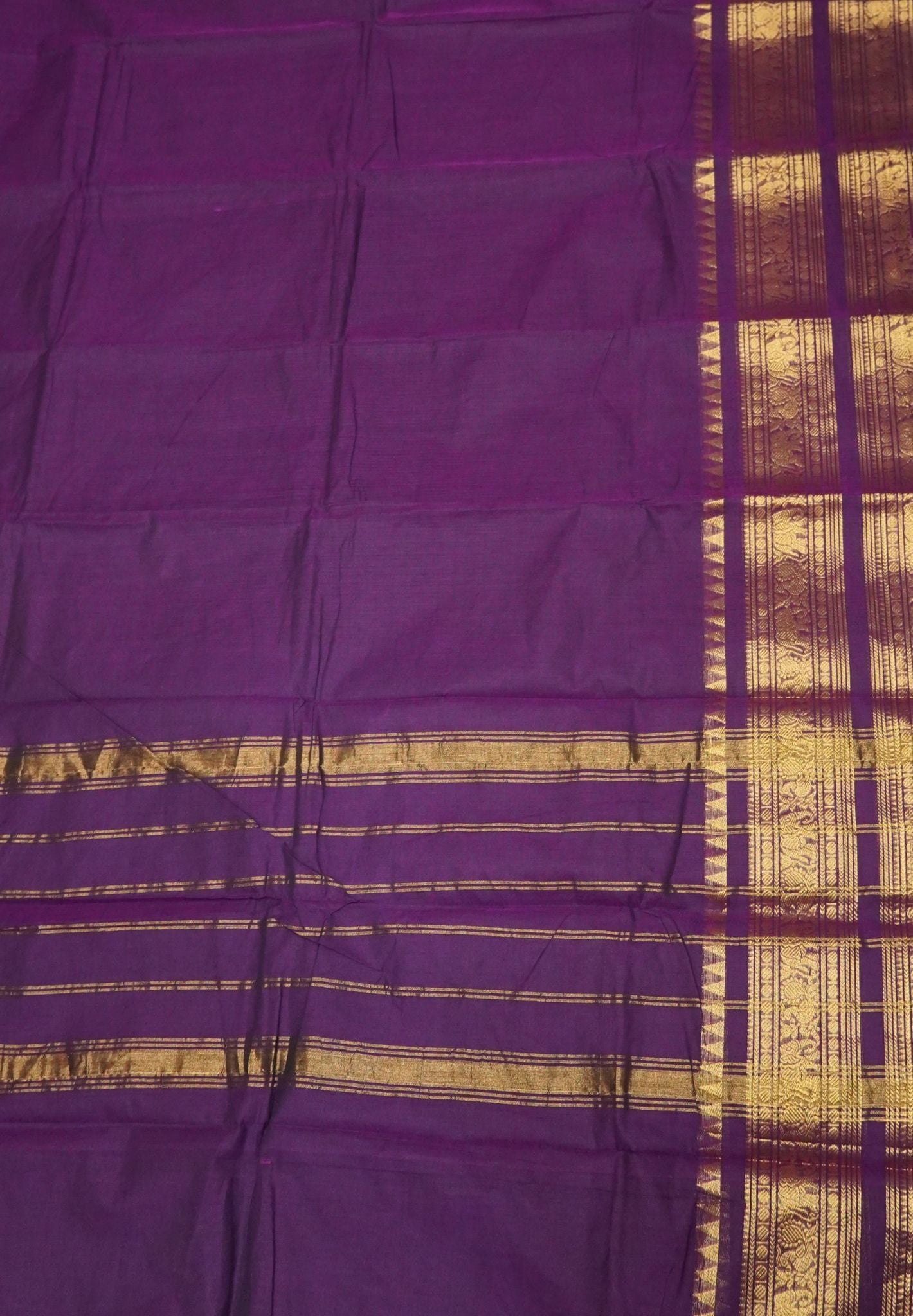 Chettinad Cotton Saree-Purple with Double Border