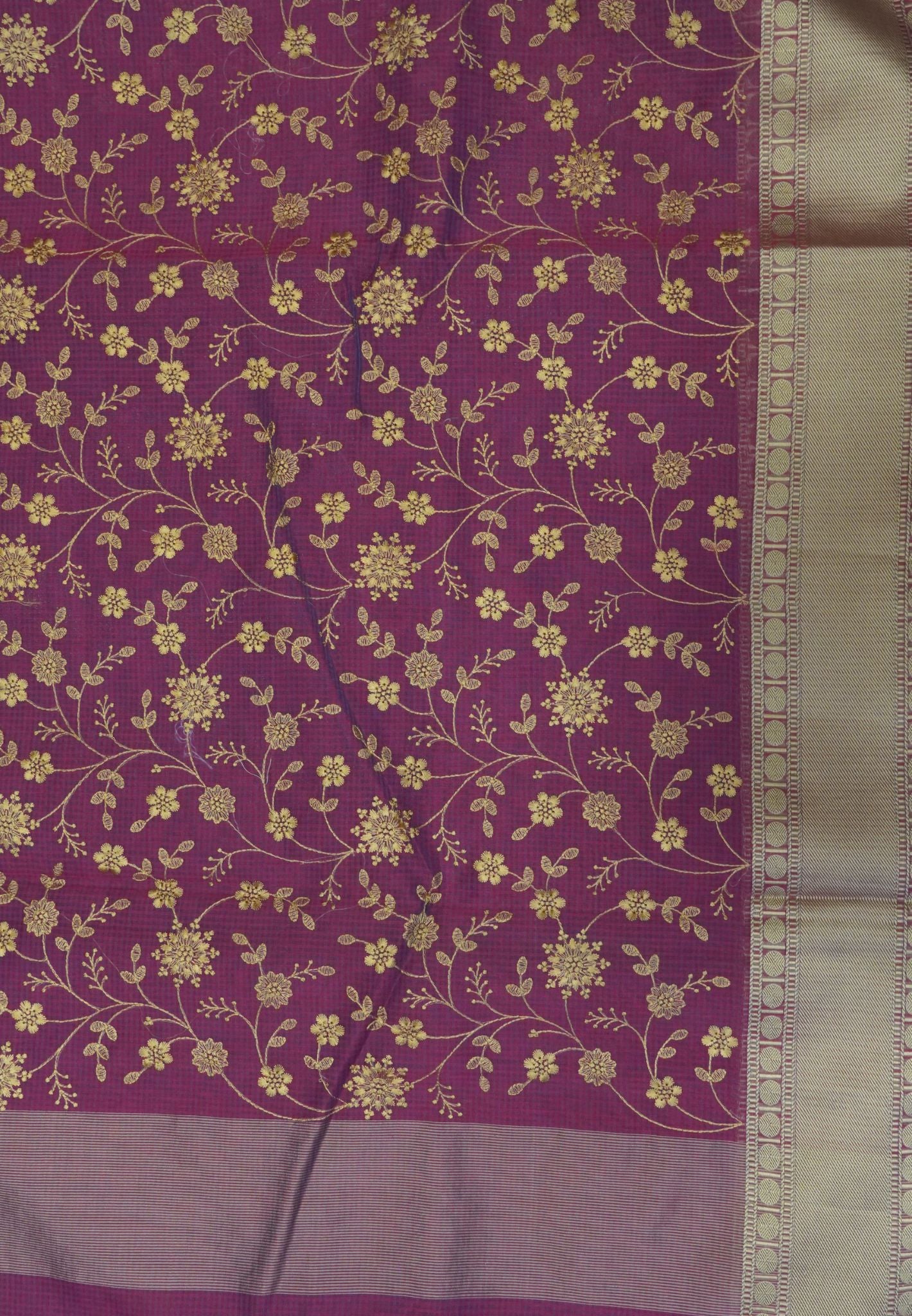 Kota Saree-Maroon with Floral Embroidery work
