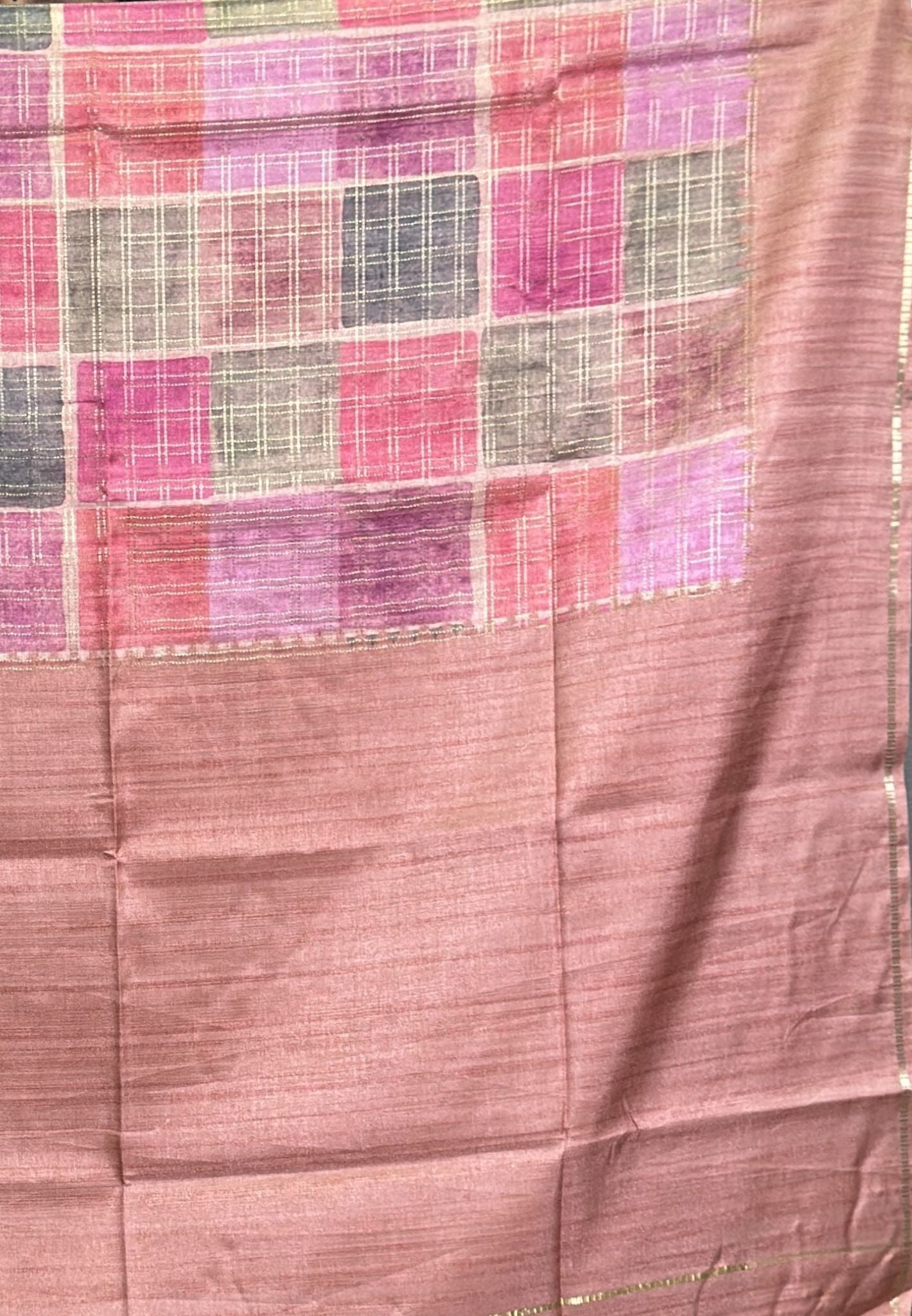 Matka Tussar Silk Saree-Muted Brown