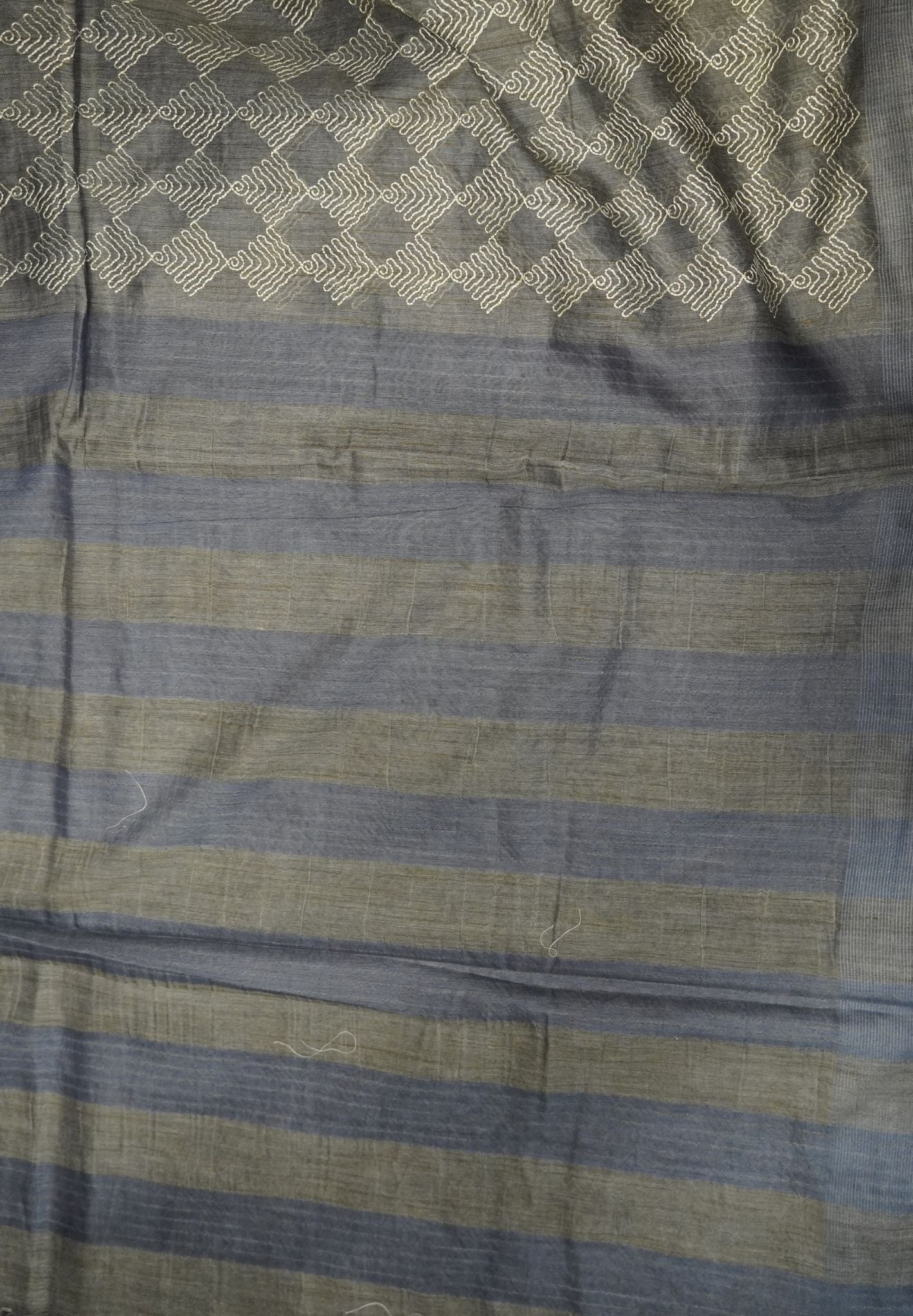 Kota Tussar Saree-Grey Embroidery