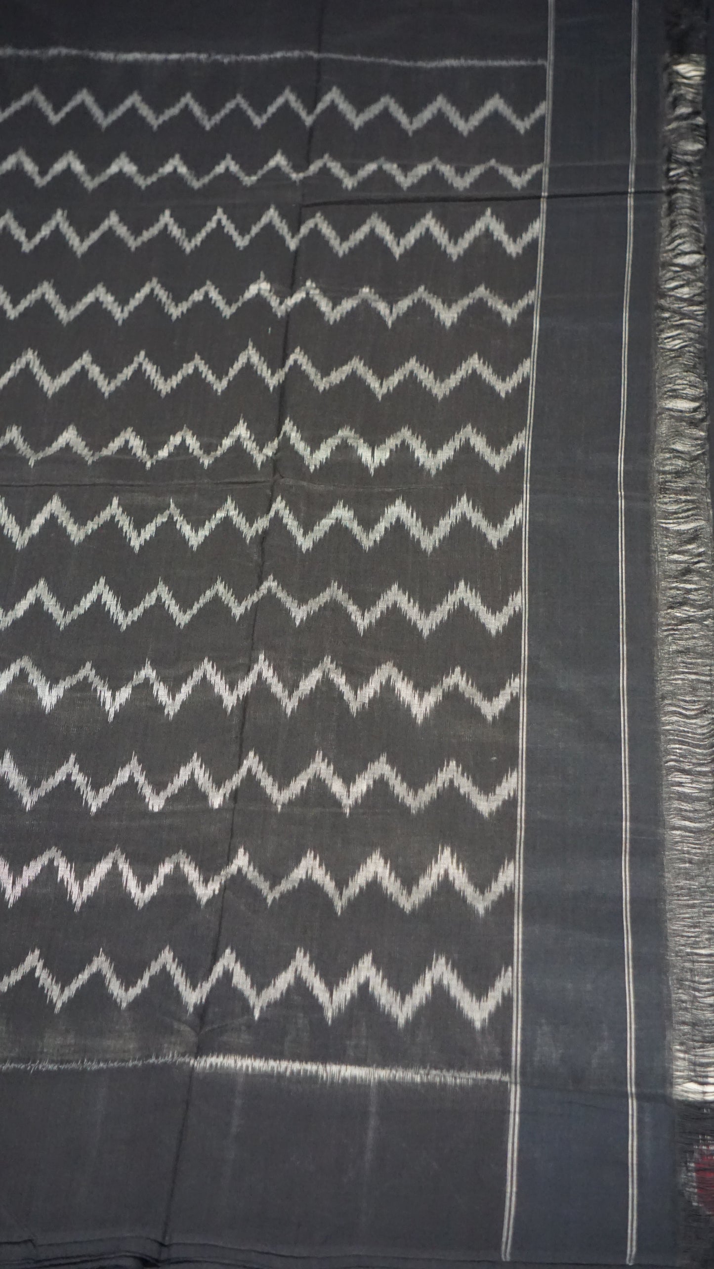 Pochampally Cotton double Ikkat Saree Grey -