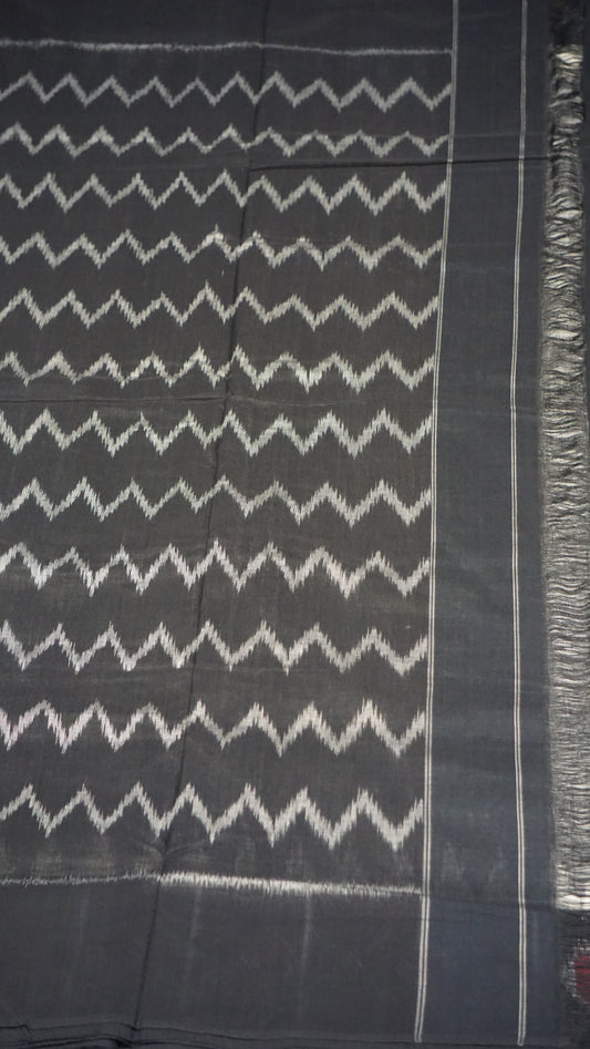 Pochampally Cotton double Ikkat Saree Grey -