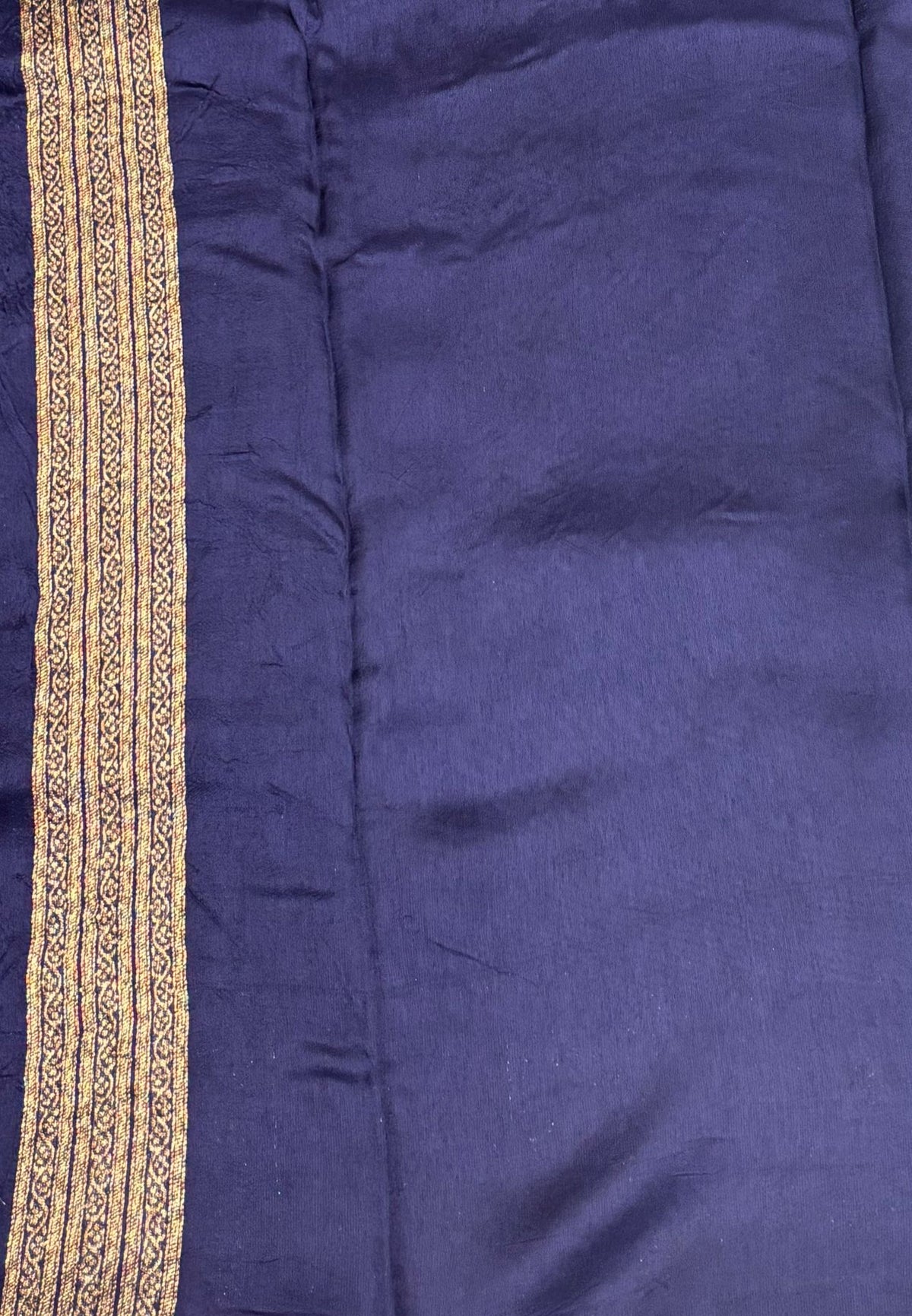 Banarasi Tussar Saree-Navy Blue in Floral Brocade Zari Border