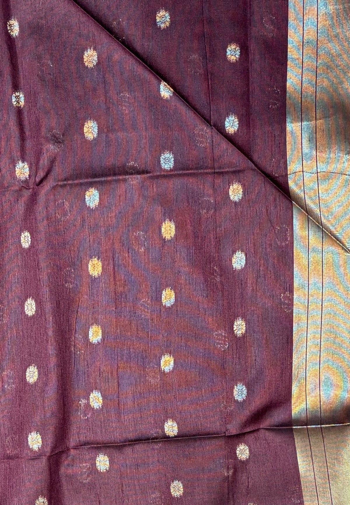 Semi Raw Silk Saree-Maroon In Tower Zari Border