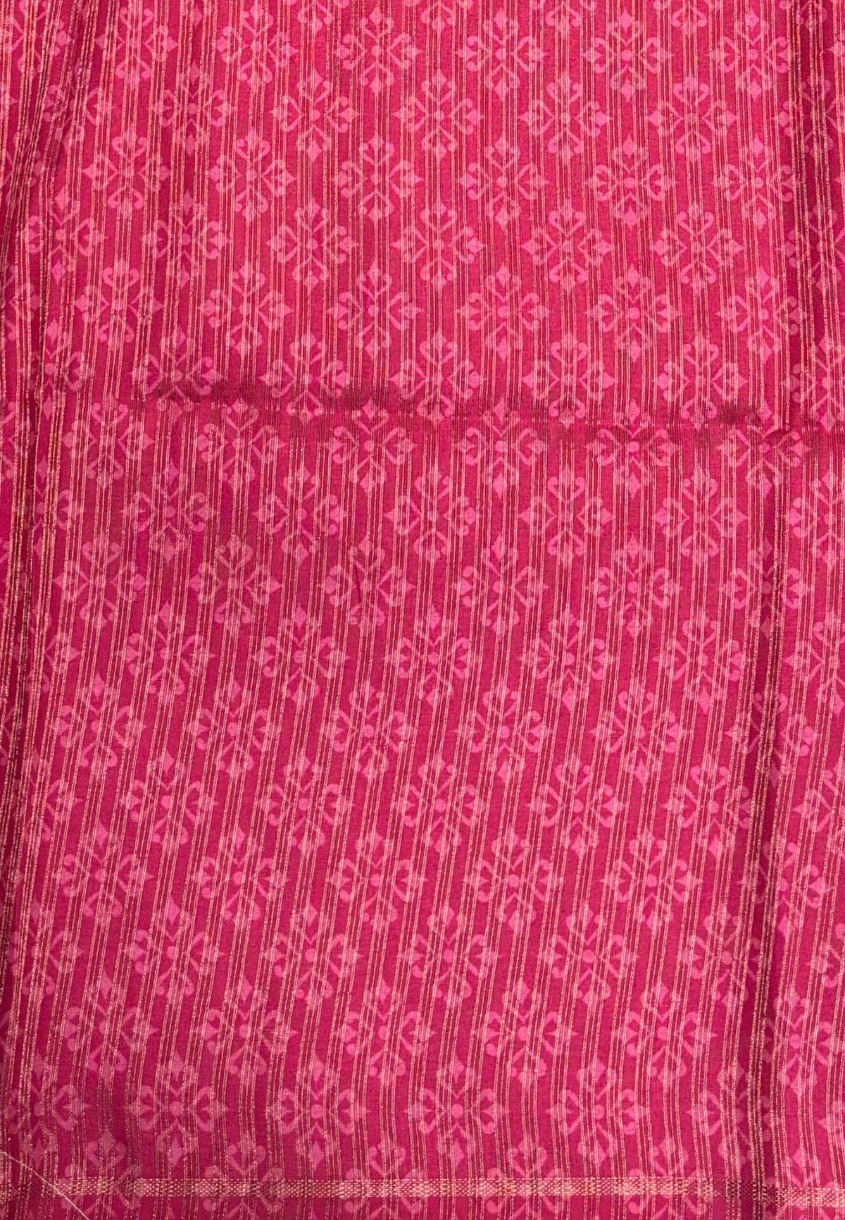 Semi Tussar Saree-Pink in Kalamkari Peacock Floral Border