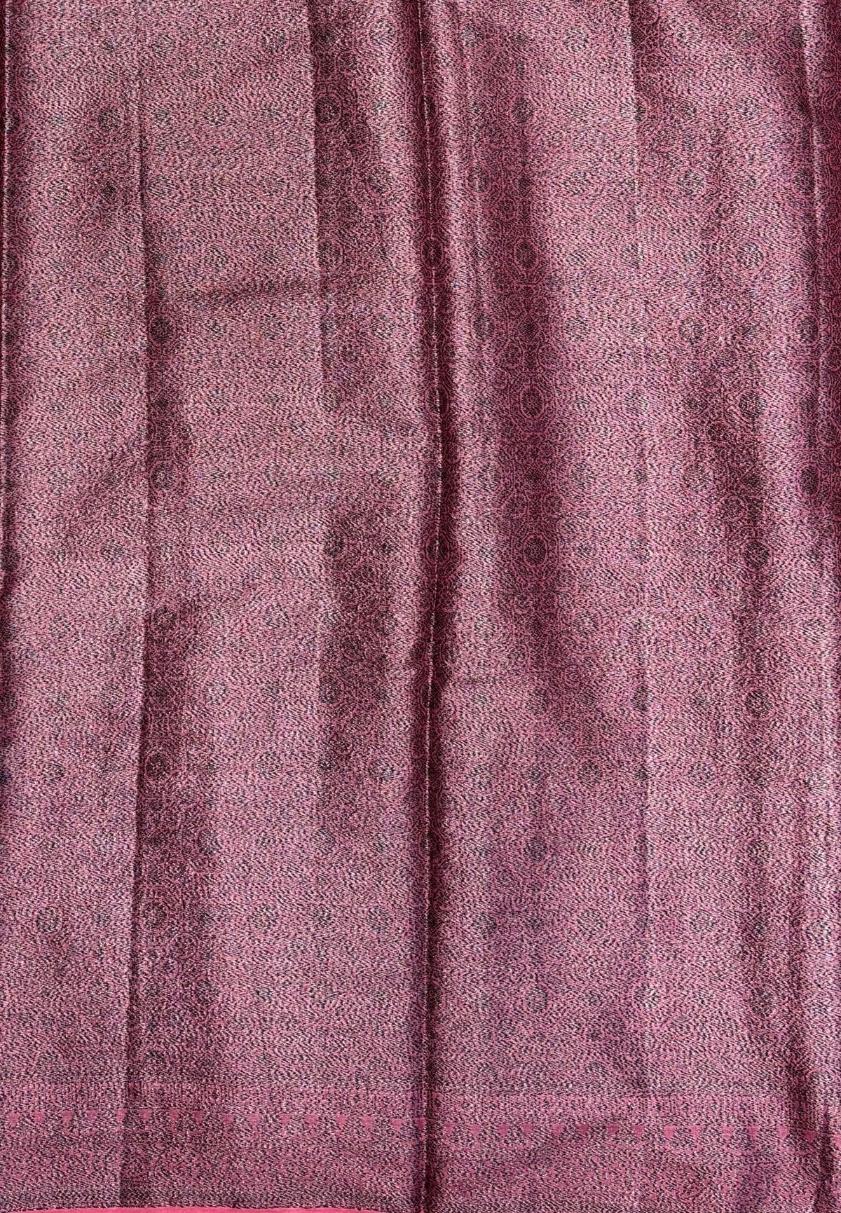 Tussar Saree-Dusky Rose In Glitter Floral Border