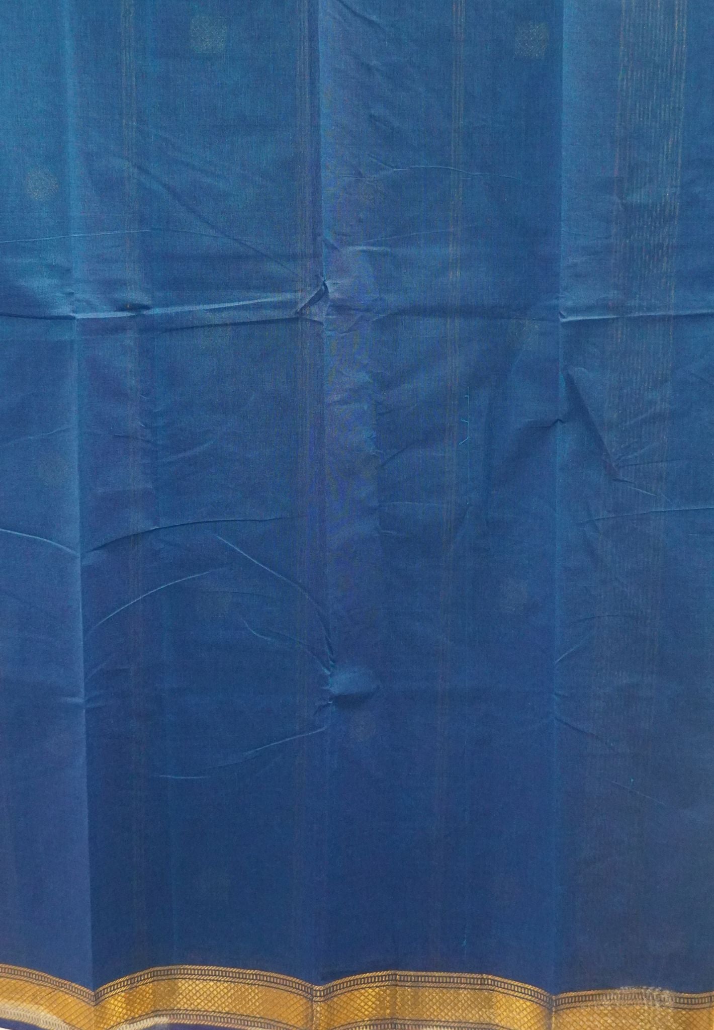 Chettinad Cotton Saree-Electric Blue With Diamond Jaal Zari Border