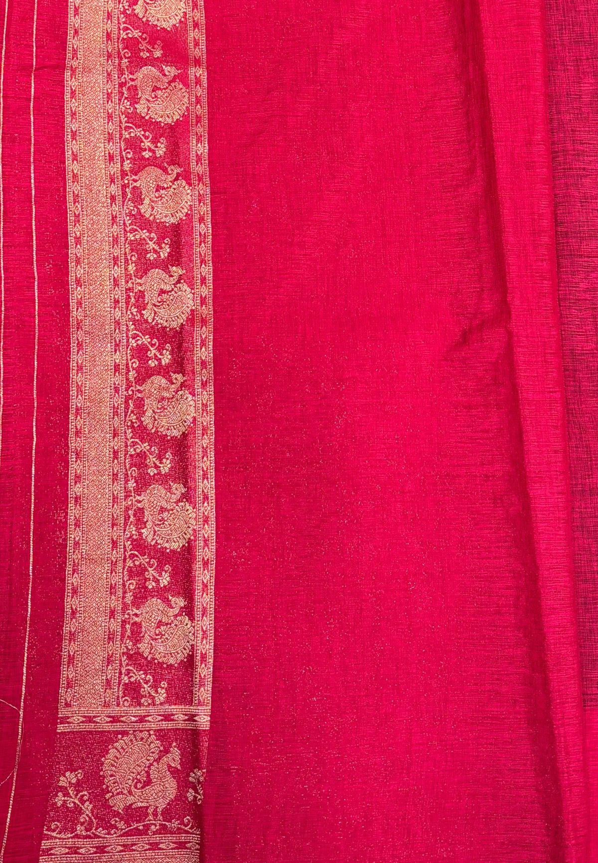 Tussar Linen Saree-Navy Blue in Traditional Peacock Floral Zari with Contrast Border