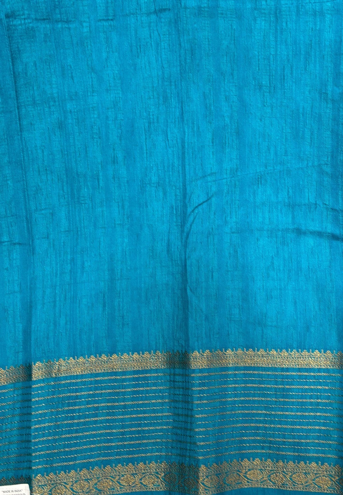 Raw Silk Saree-Navy Blue With Contrast Border