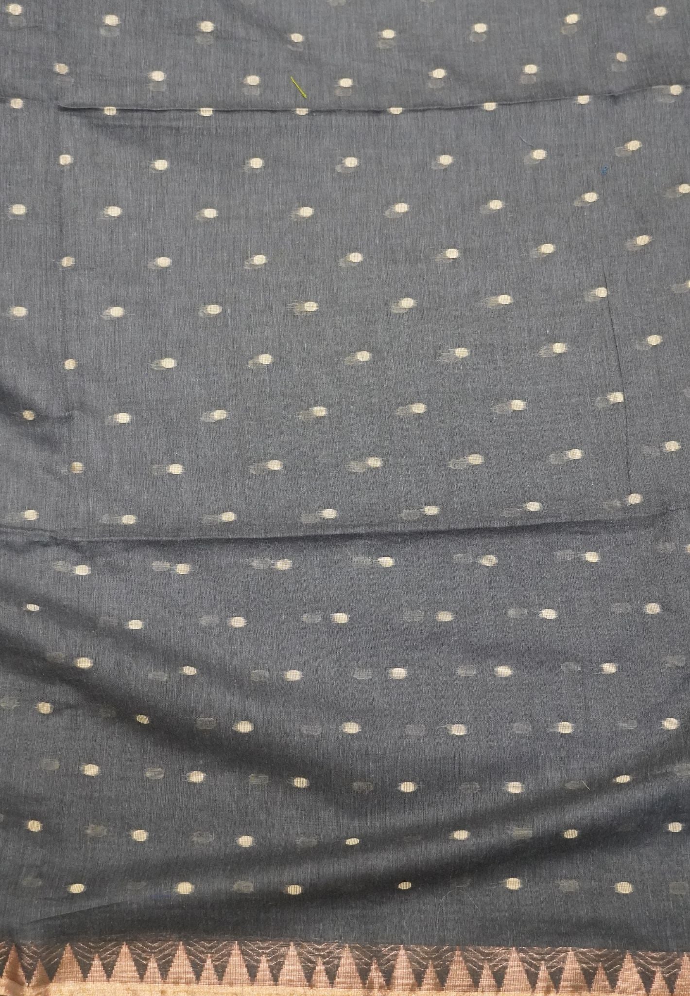 Handloom Cotton Saree-Greyish Blue With Delicate Woven Buttas