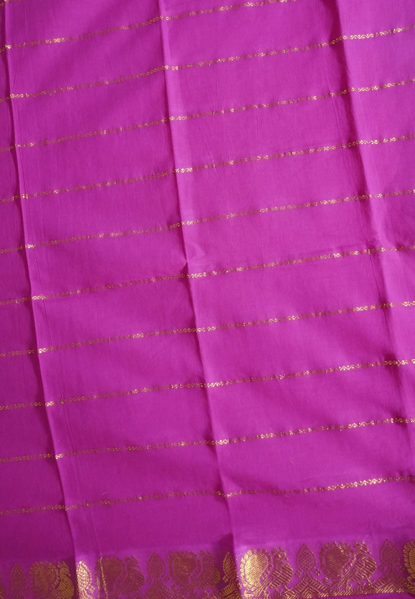 Sungudi Cotton Saree-Magenta with Veldhari Pattern & Rich Pallu