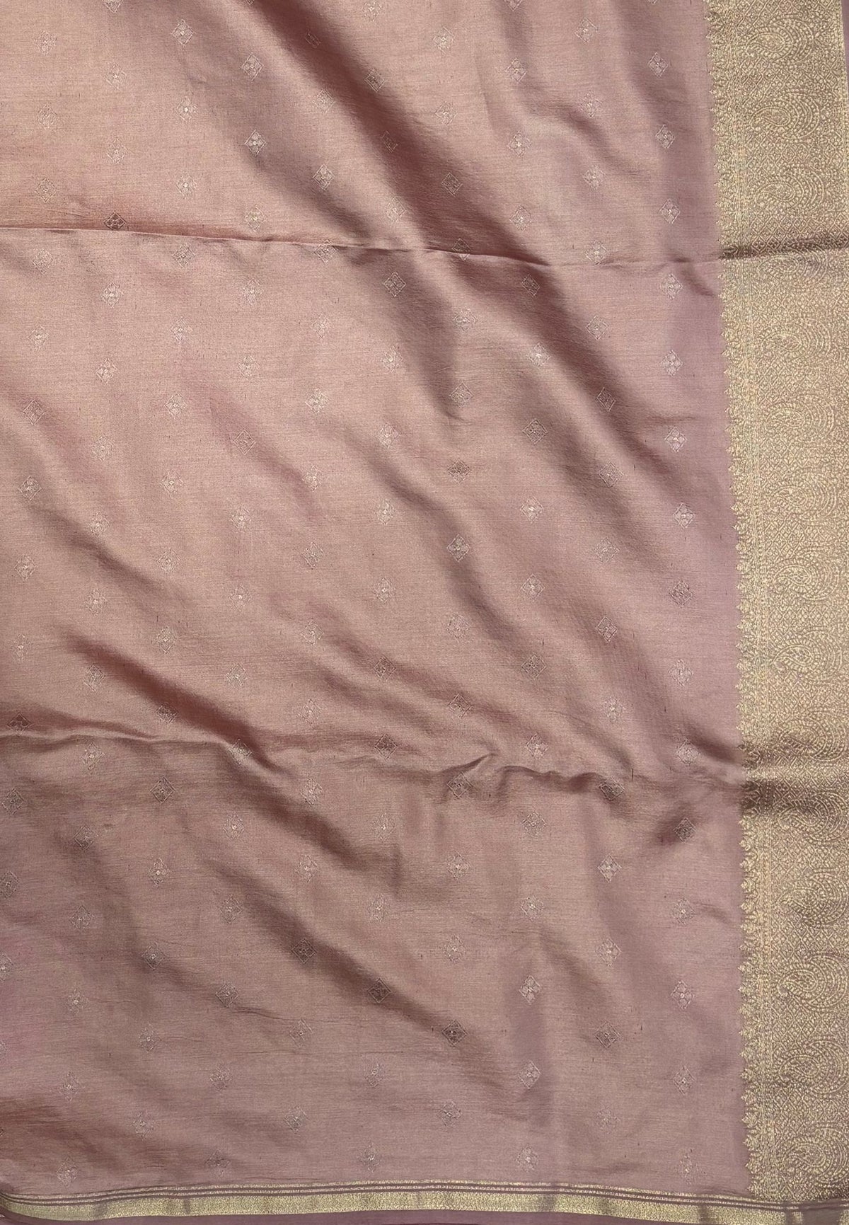 Gaji Silk Saree-Mauve in Paisley Jhumka Zari Border