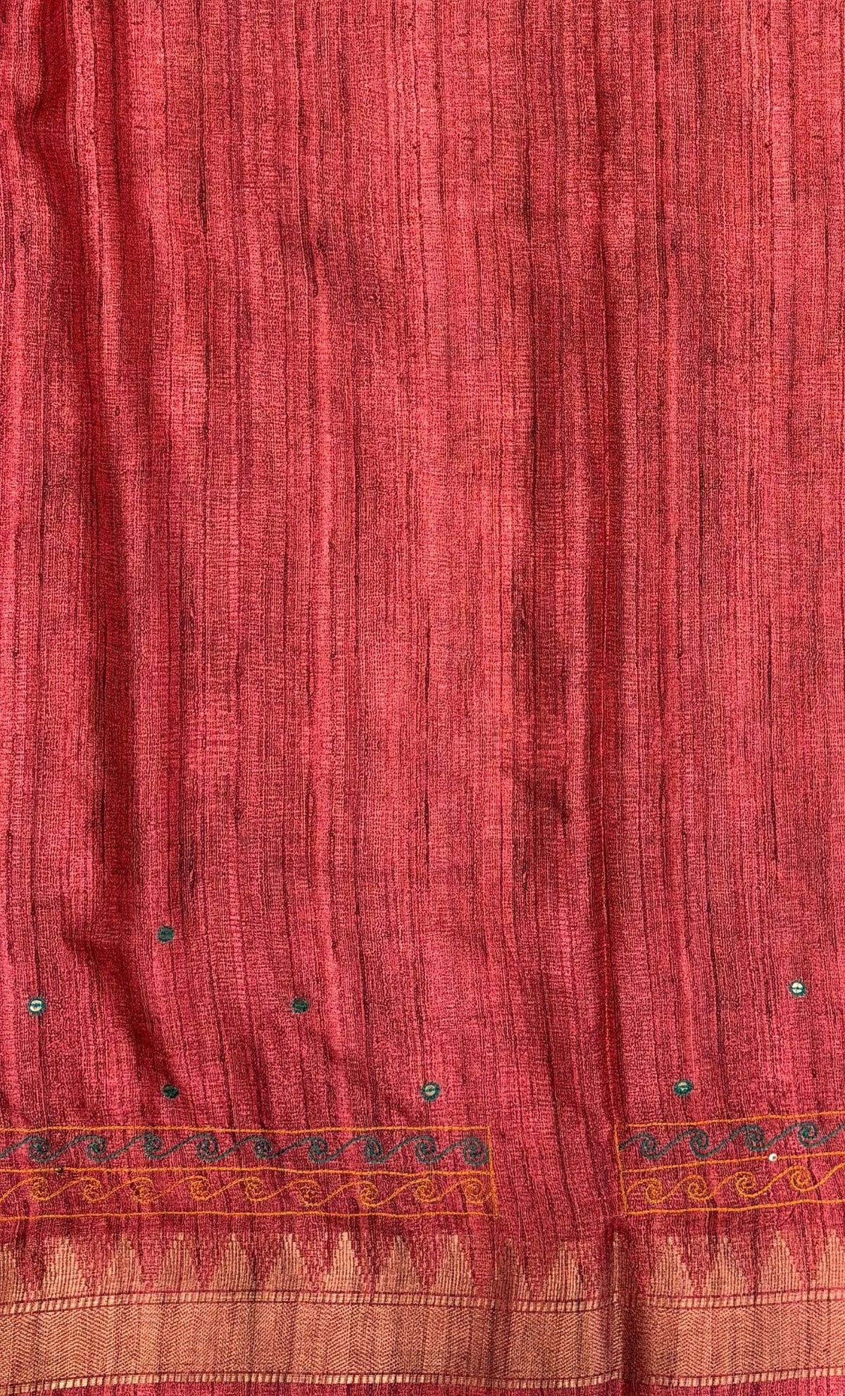 Semi Tussar Saree-Pink In Twin Peacock