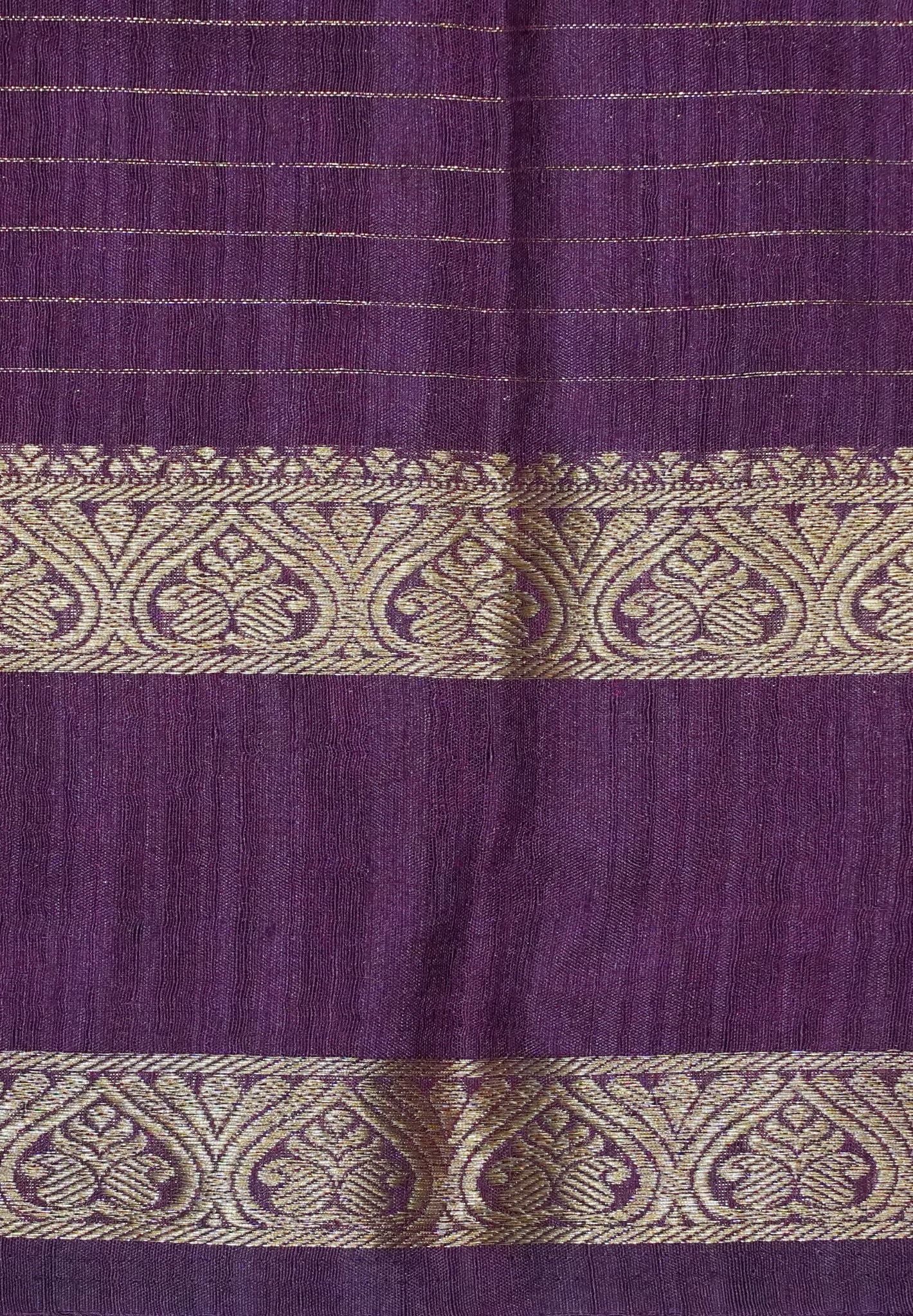 Semi Raw Silk Saree – Classic Zari Stripes - Maroon