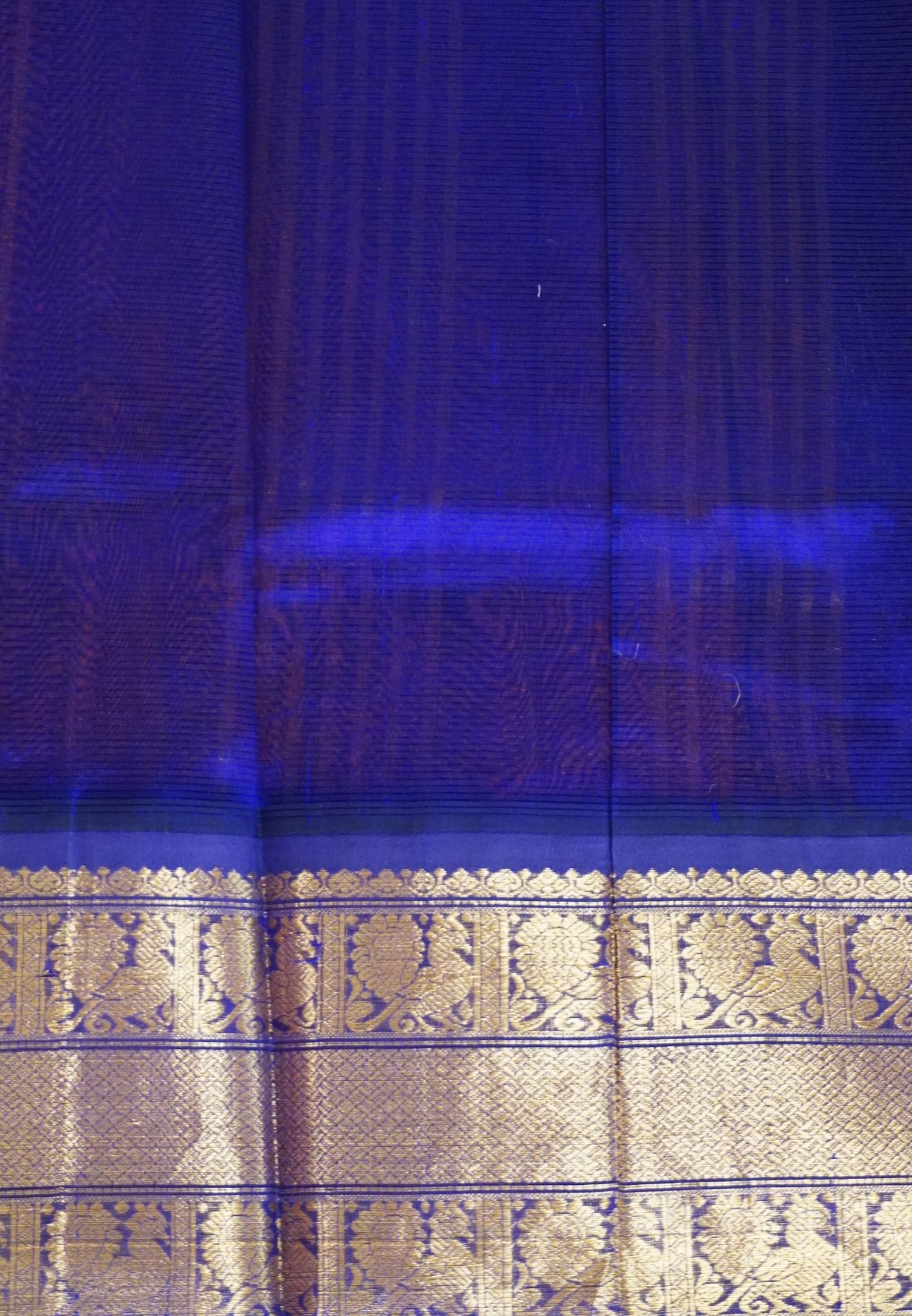 Silk Cotton Saree-Mango Yellow with Contrast Blue Border