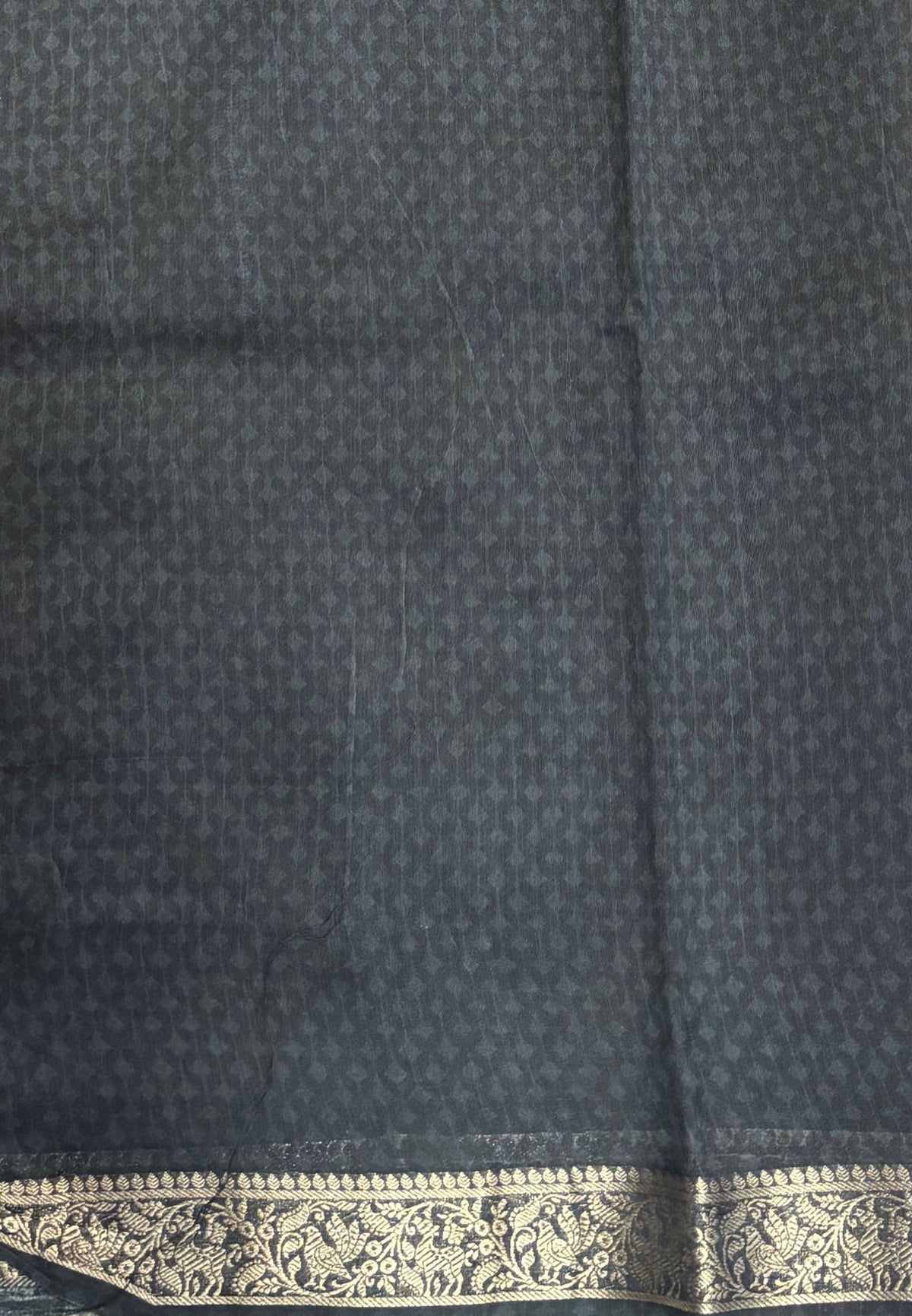 Chanderi Saree-Mustard in Traditional Bird Motif Border