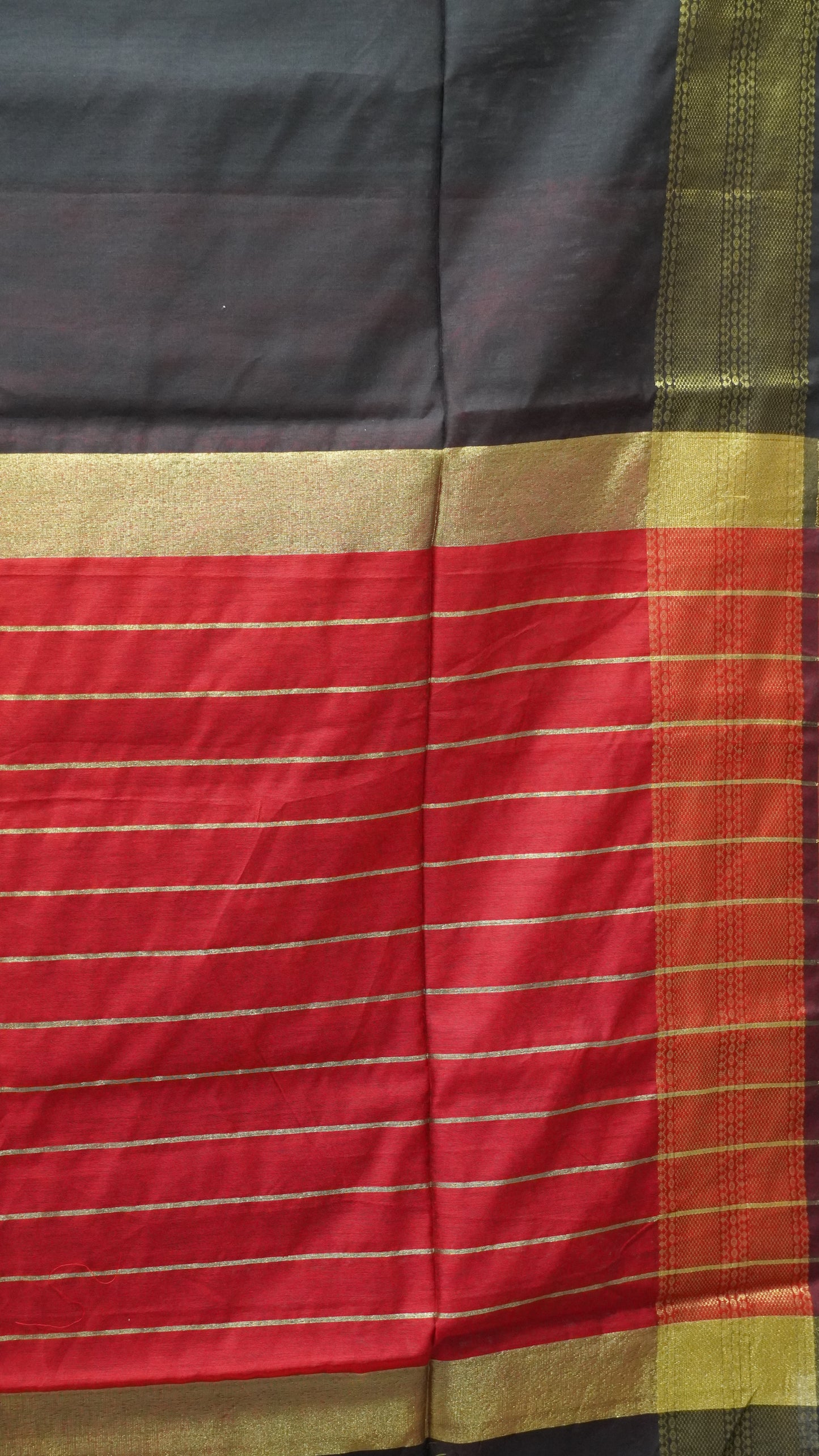 Maheswari Cotton Saree Plain-Black