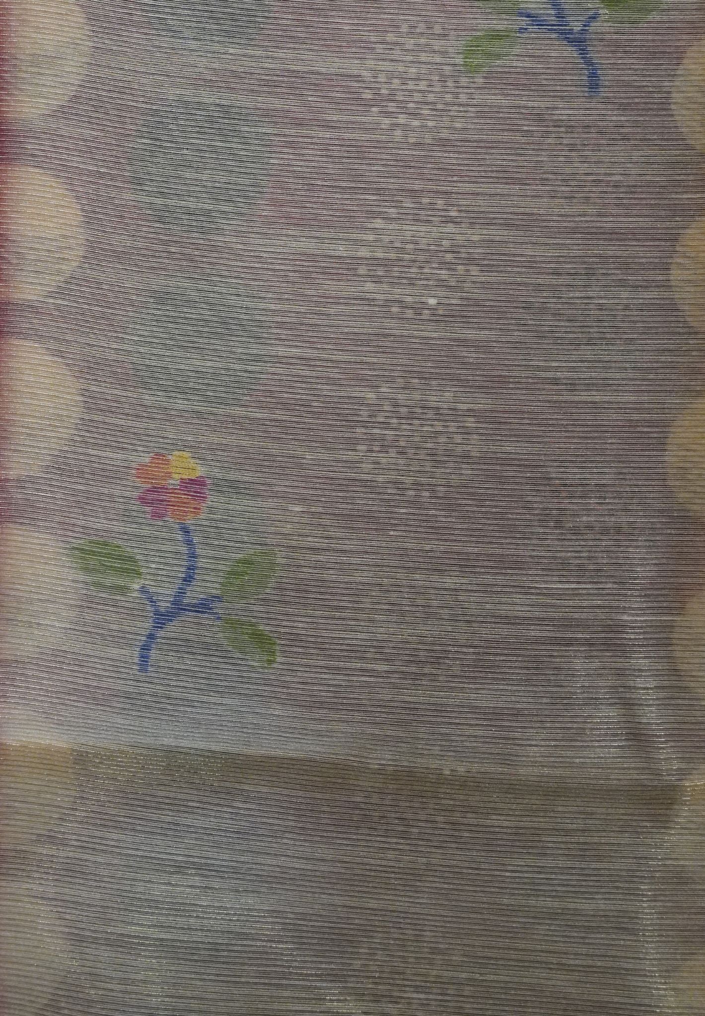Chanderi Silk Saree - Blue with polka dots and jamdani pallu
