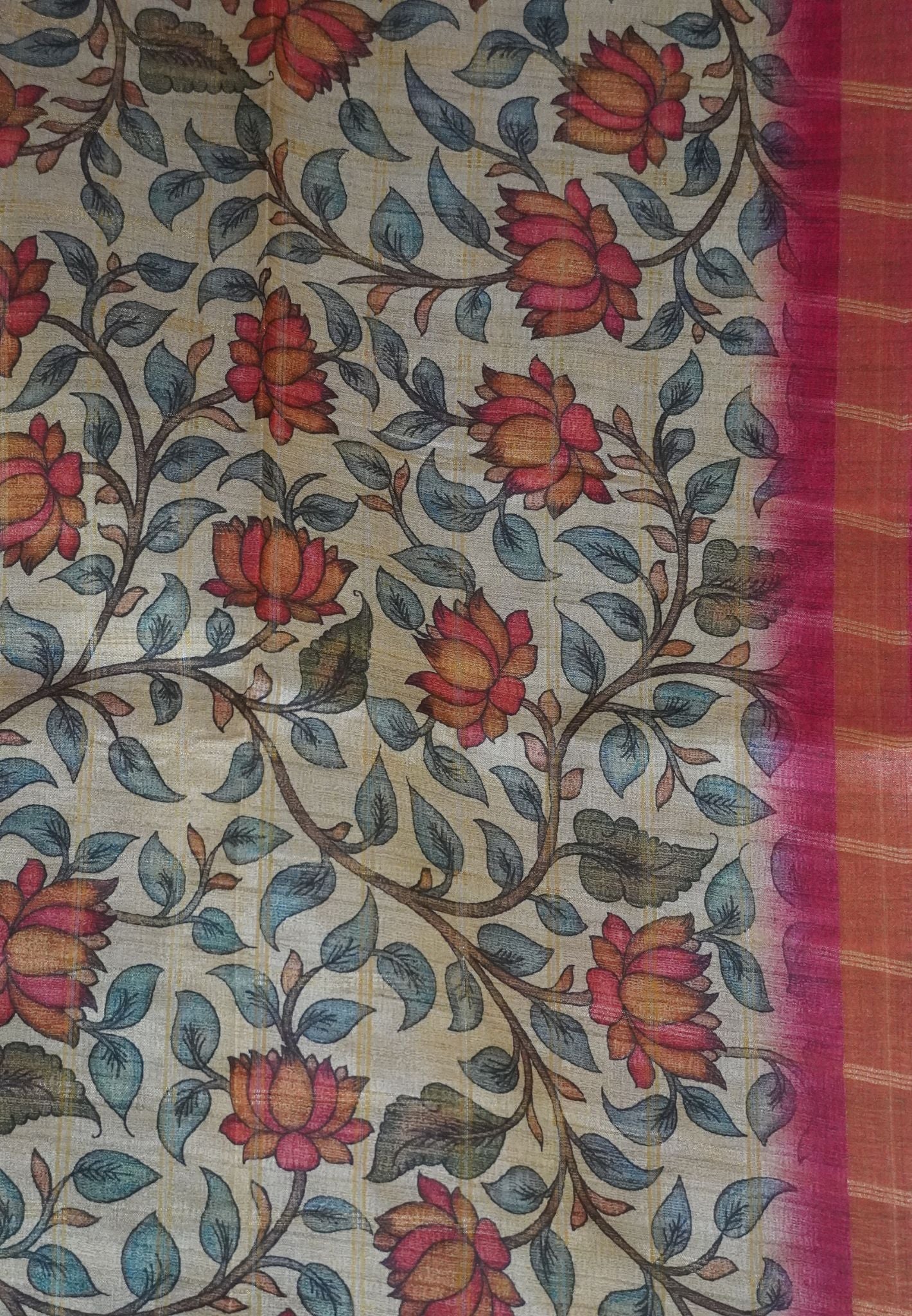 Semi Tussar Saree - Pink