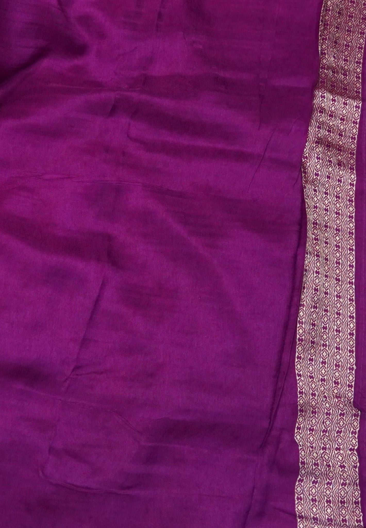 Satin Tussar Saree-Purple with Checked Peacock Border