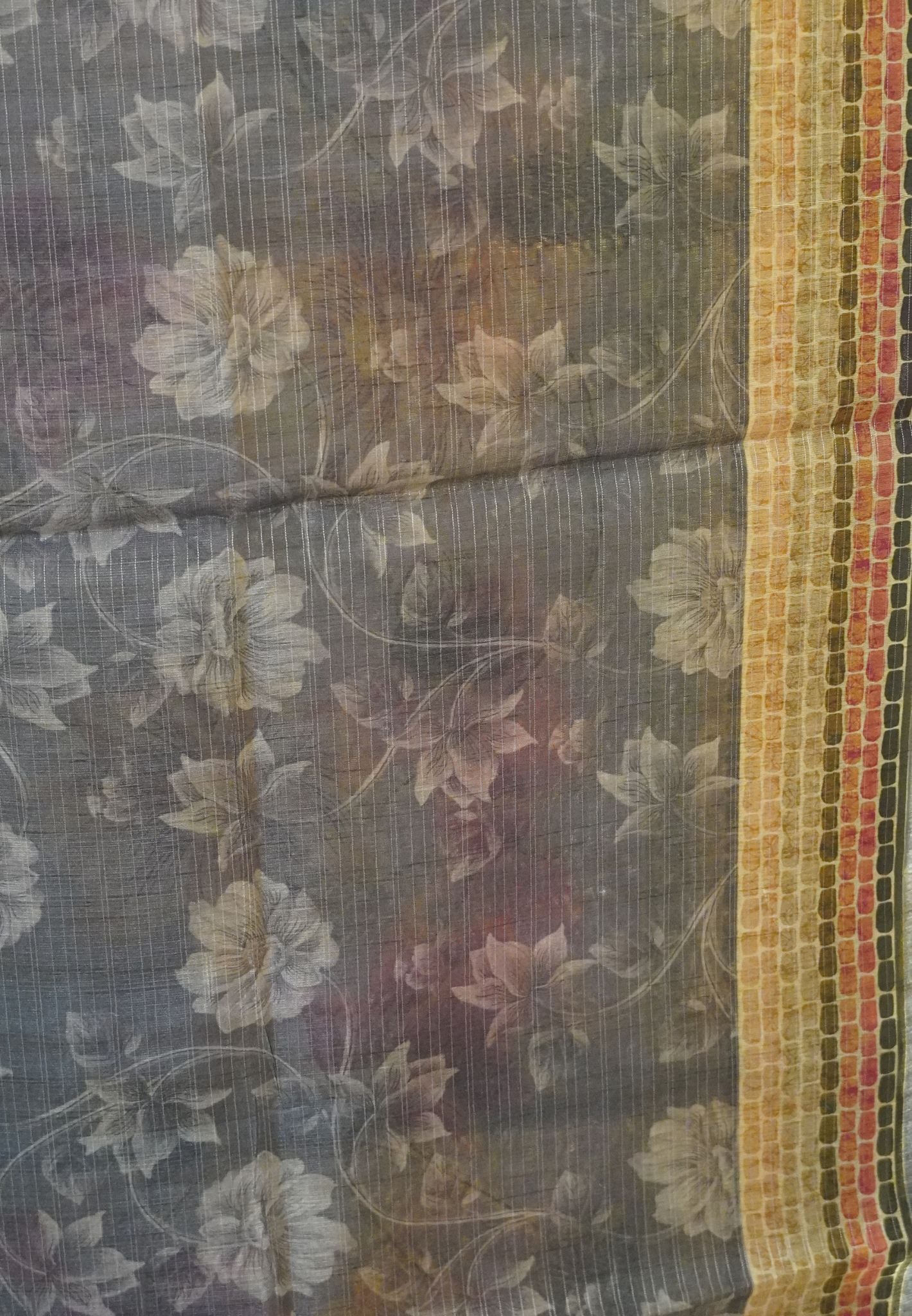 Bhagalpur Tussar - Floral Pattern Purple