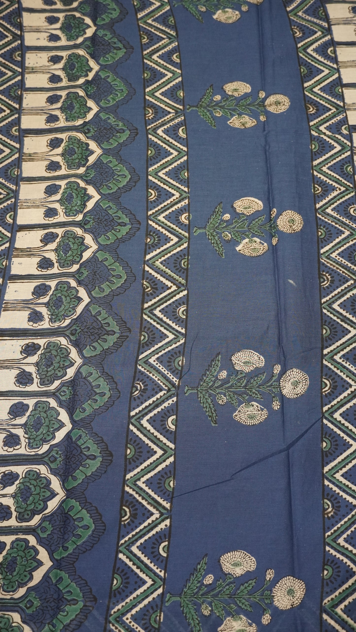 Mul Mul Cotton Saree Blue Big Dots