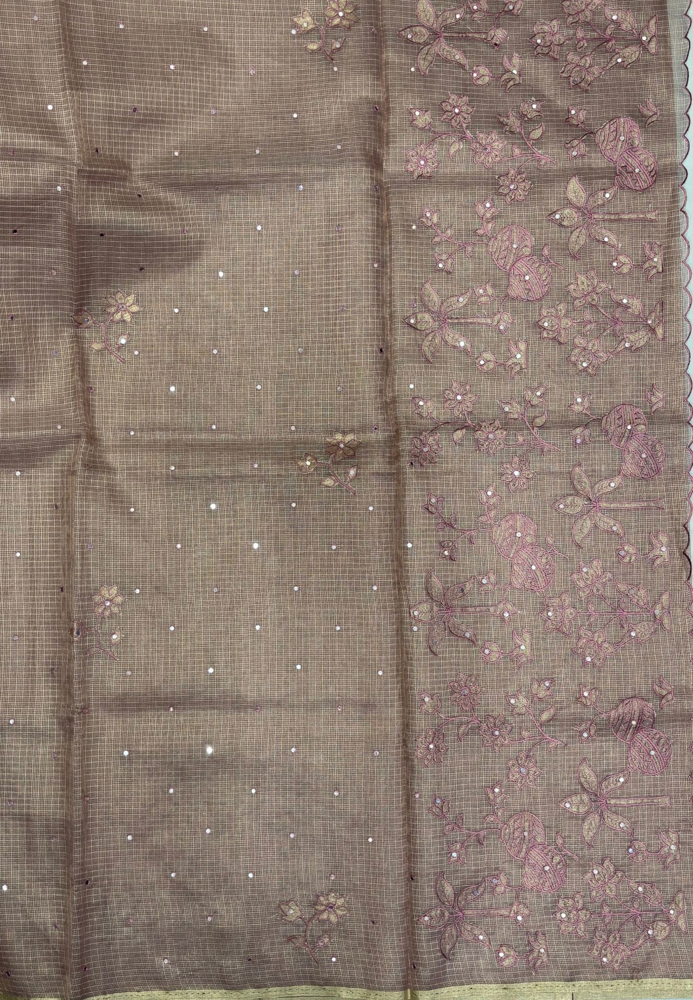 Kota Saree-Pink In Floral Applique Border