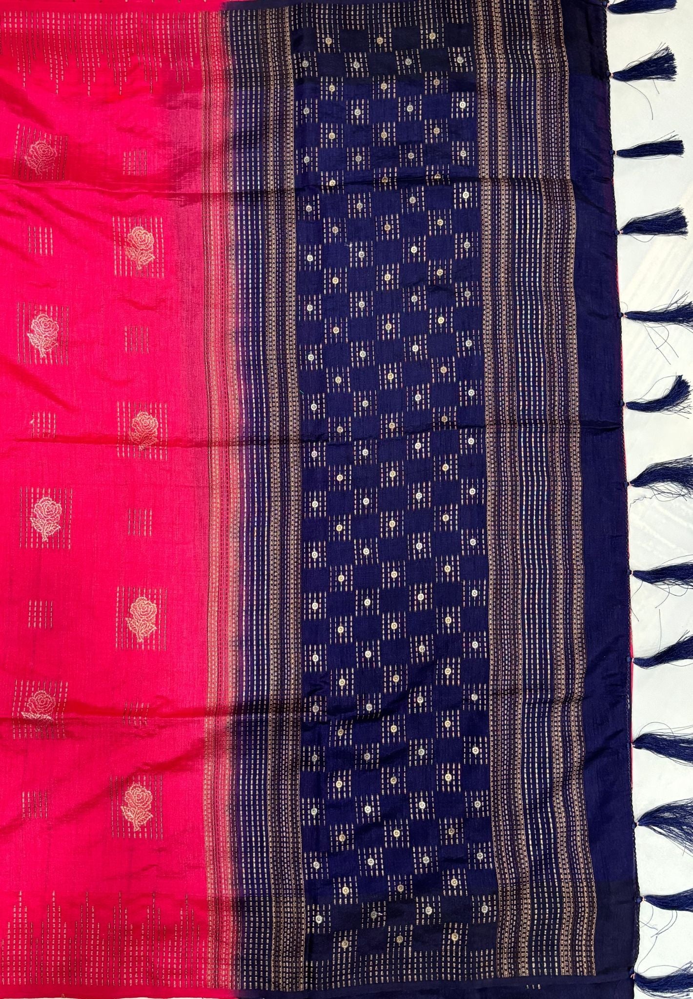 Chanderi Saree-Pinkish Red with Zari Lines
