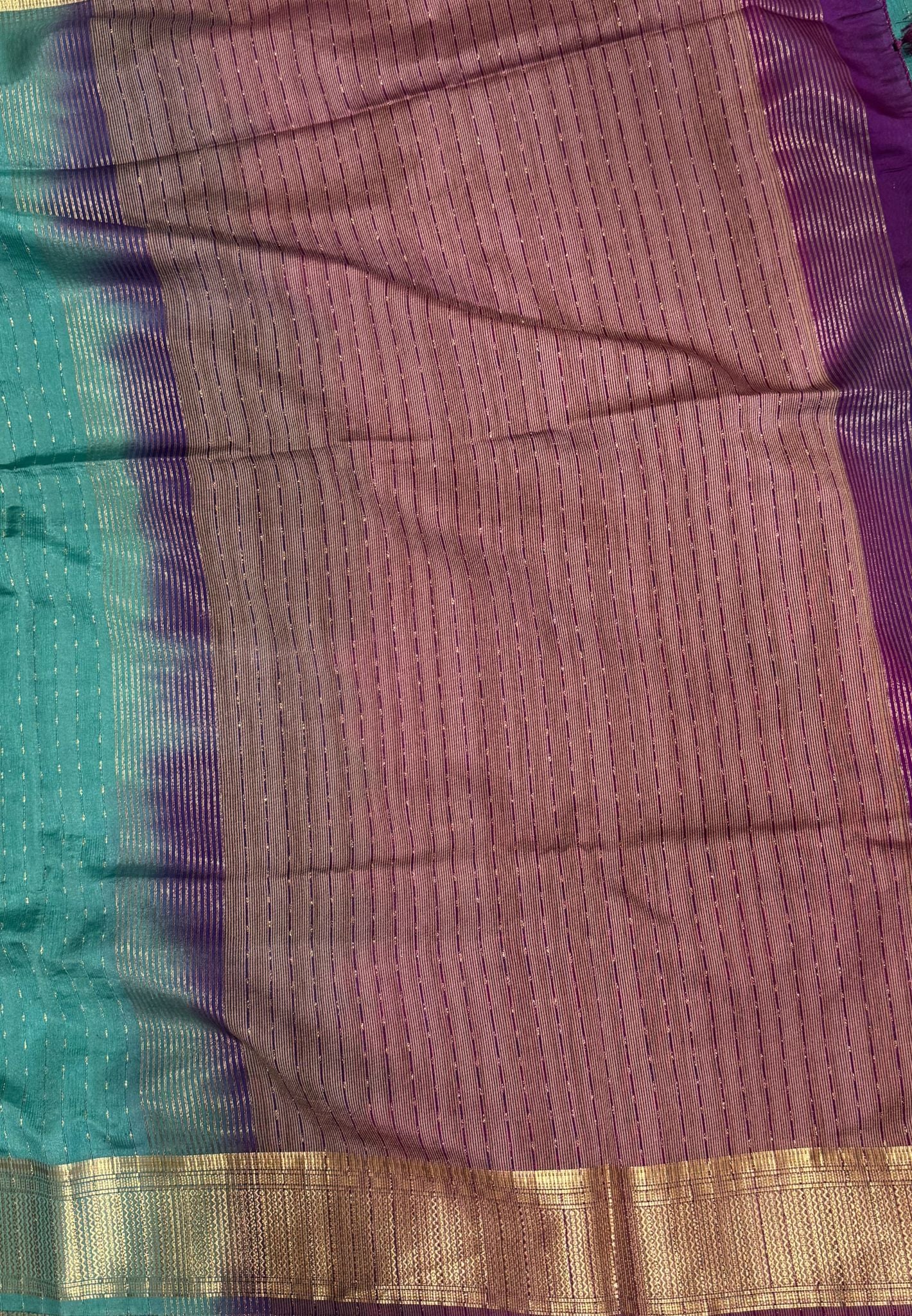 Semi Tussar Saree-Sea Green with Zari Lines