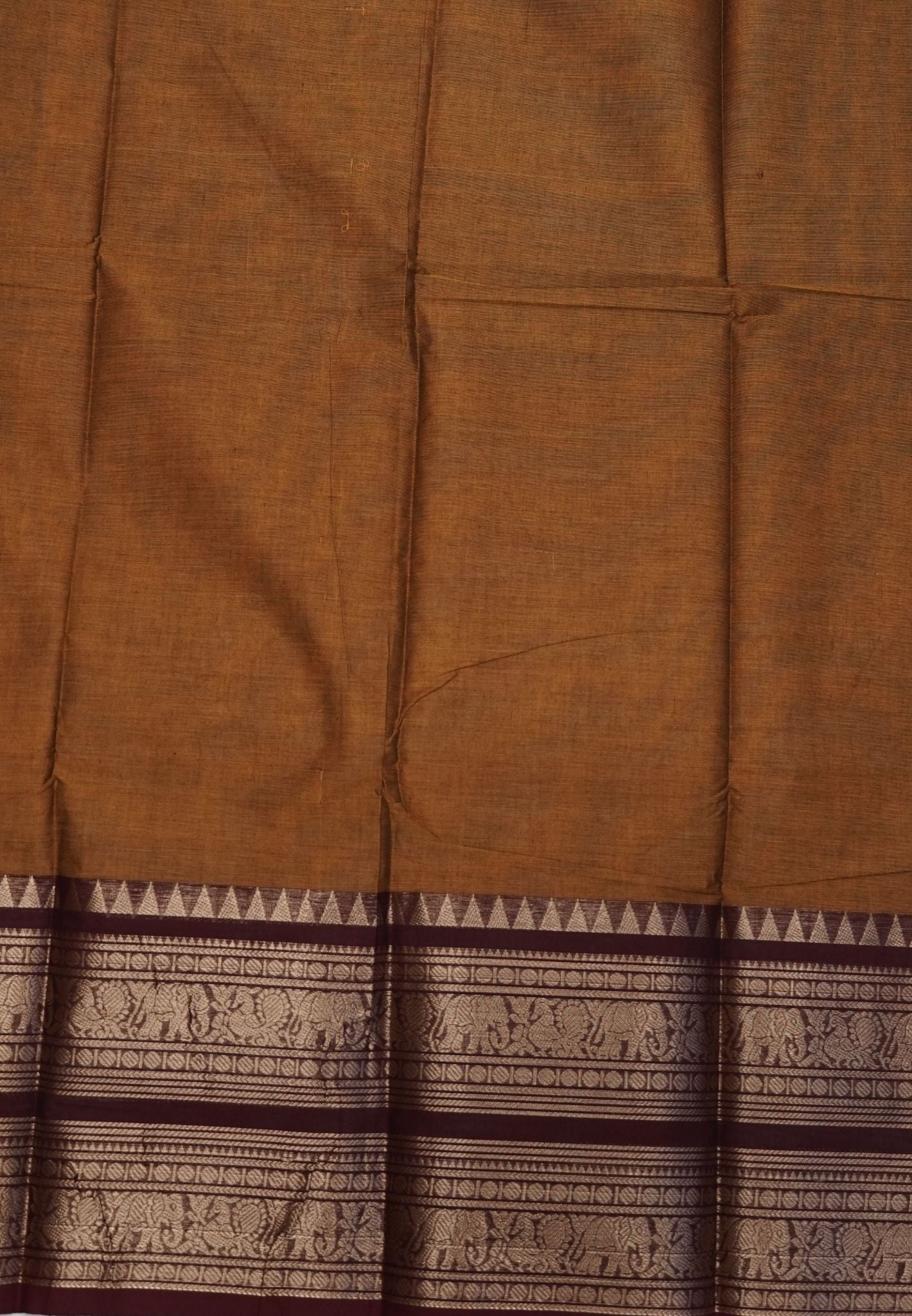 Chettinadu Cotton Saree-Dark Mustard with Double Border