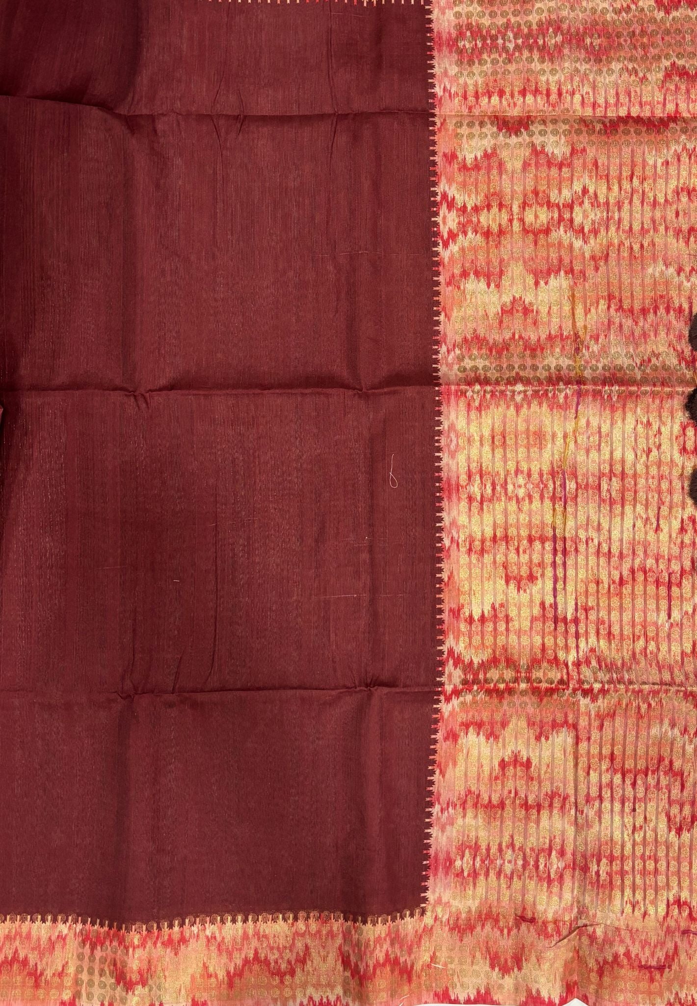 Semi Tussar Saree-Honey with Coin Zari Border
