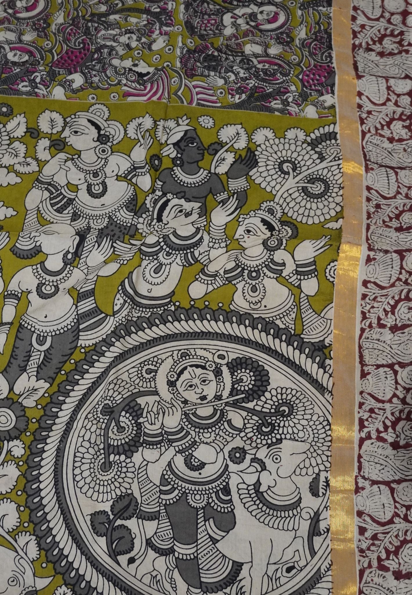 Kalamkari Silk Saree - Green