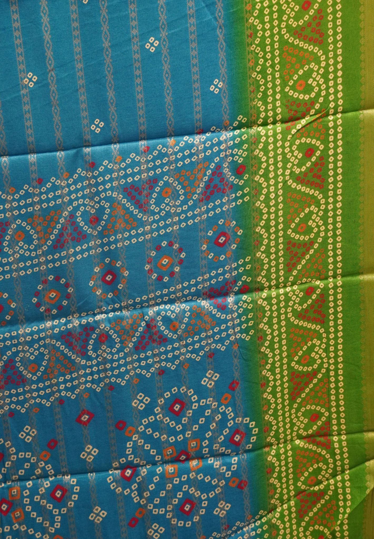 Dola Silk Saree-Sky Blue with Bandhini Print