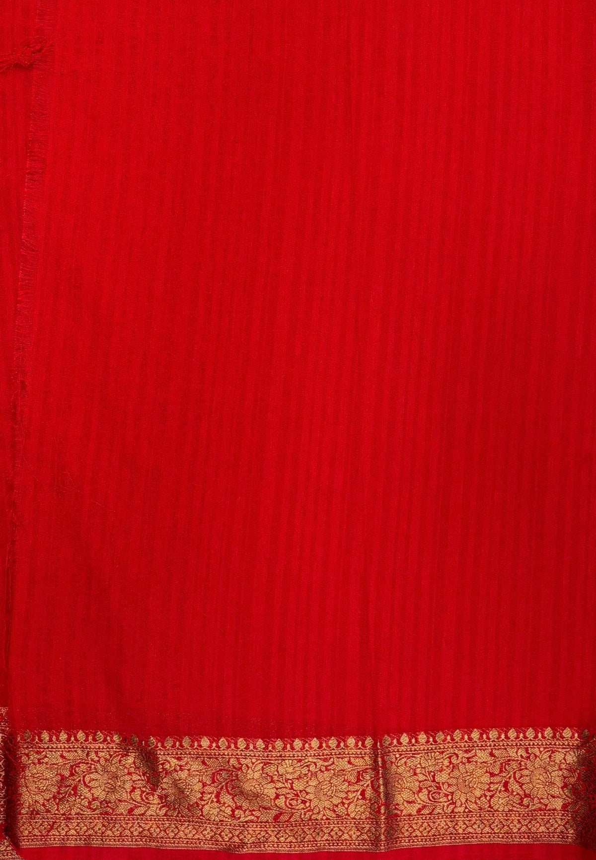 Banarasi Georgette Saree-Red with Mini Leaf Butta and Zari Border