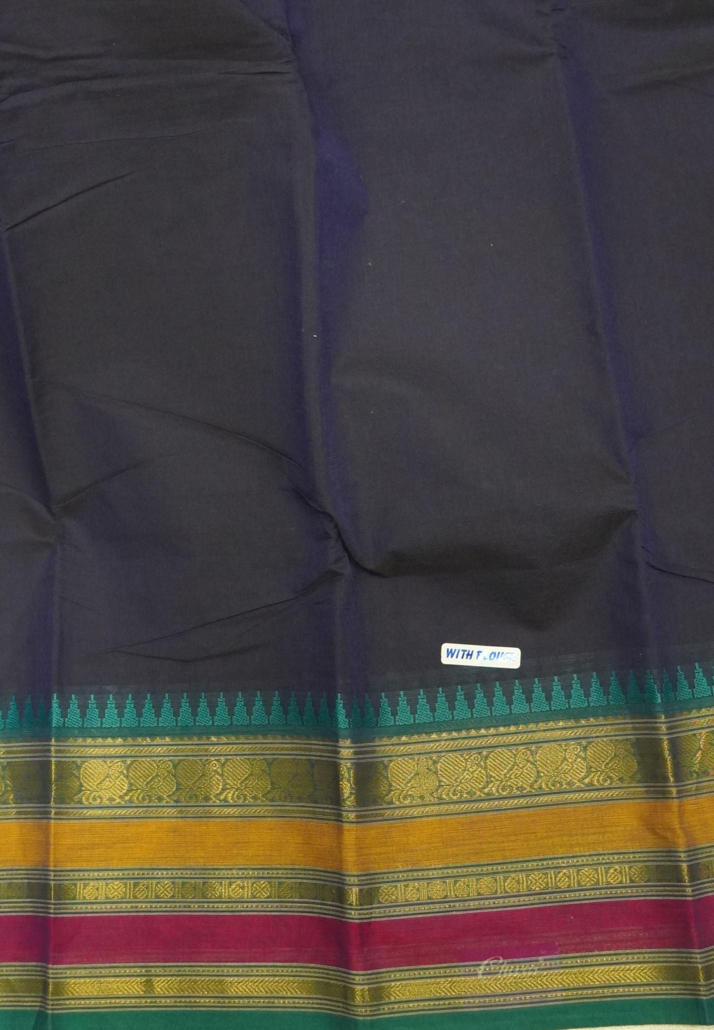 Chettinadu Cotton Saree-Navy Blue with Varisapet Border