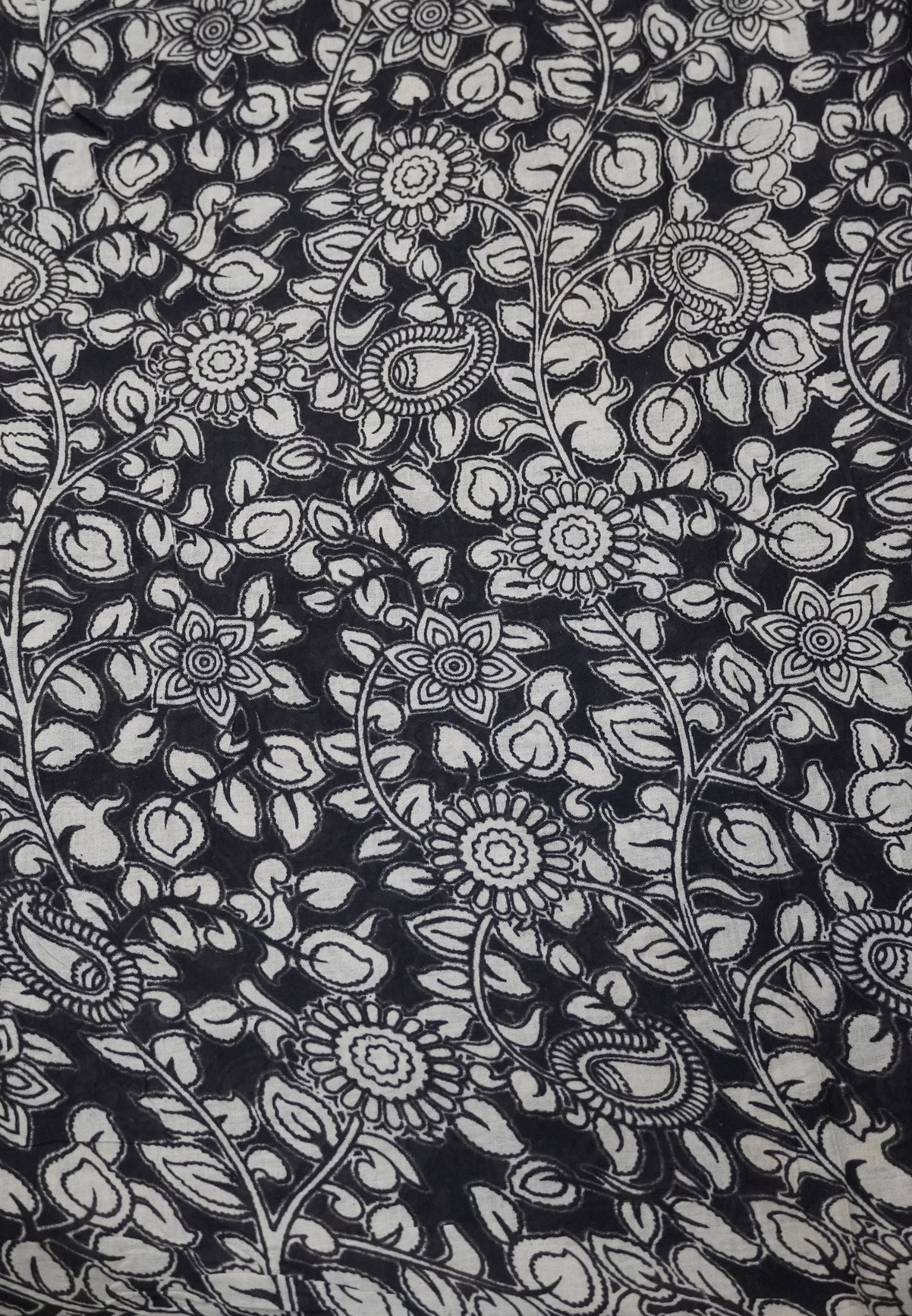Kalamkari Cotton Saree – Traditional Art Inspired Design – Black