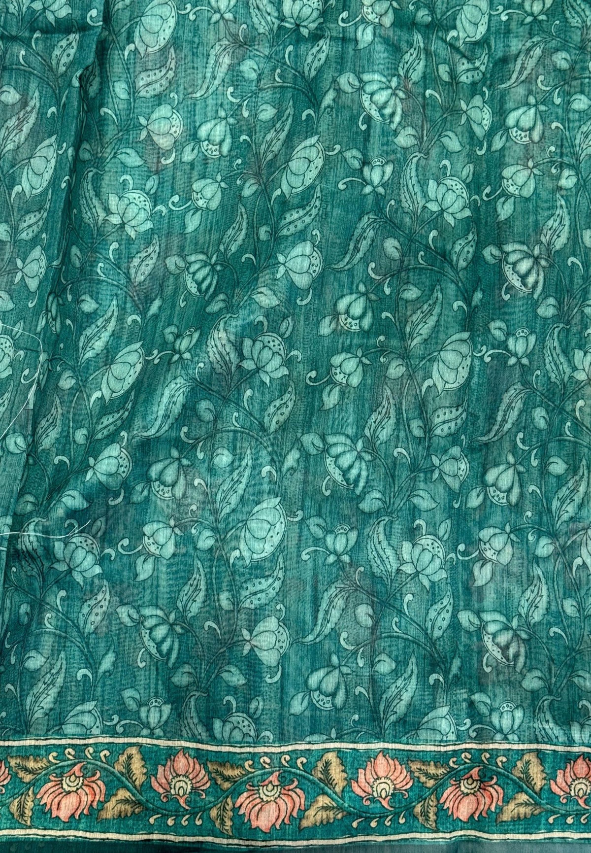 Chanderi Saree-Light Green In Floral Peacock Border
