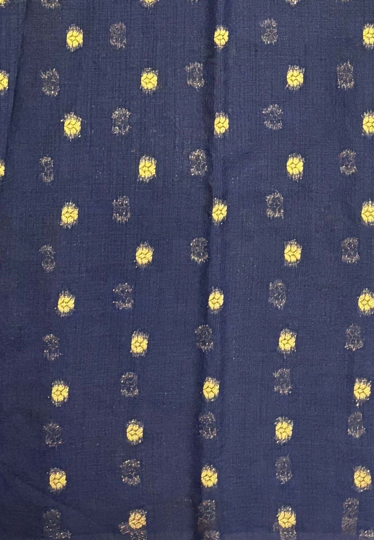 Soft Jute Tussar Saree-Navy Blue In Square Check Zari Border