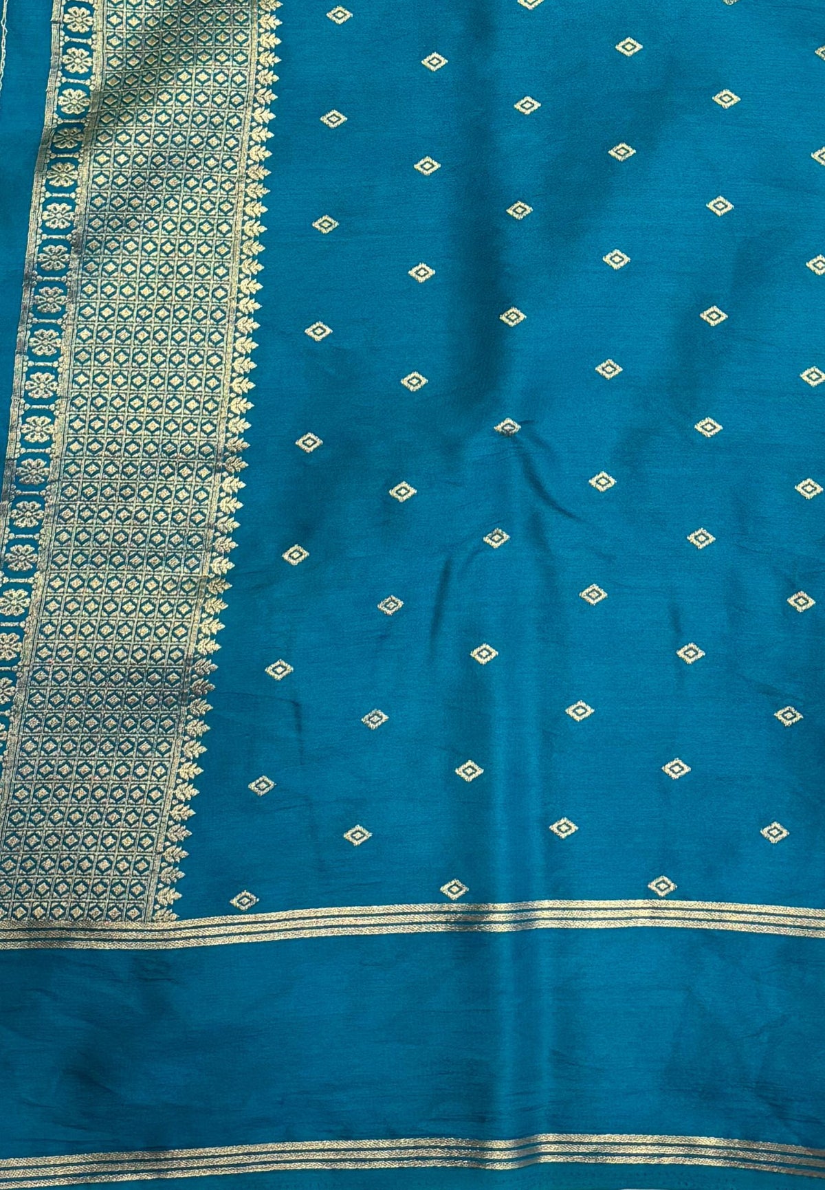 Gaji Silk Saree-Mehandi Green in Floral Brocade Zari with Contrast Border