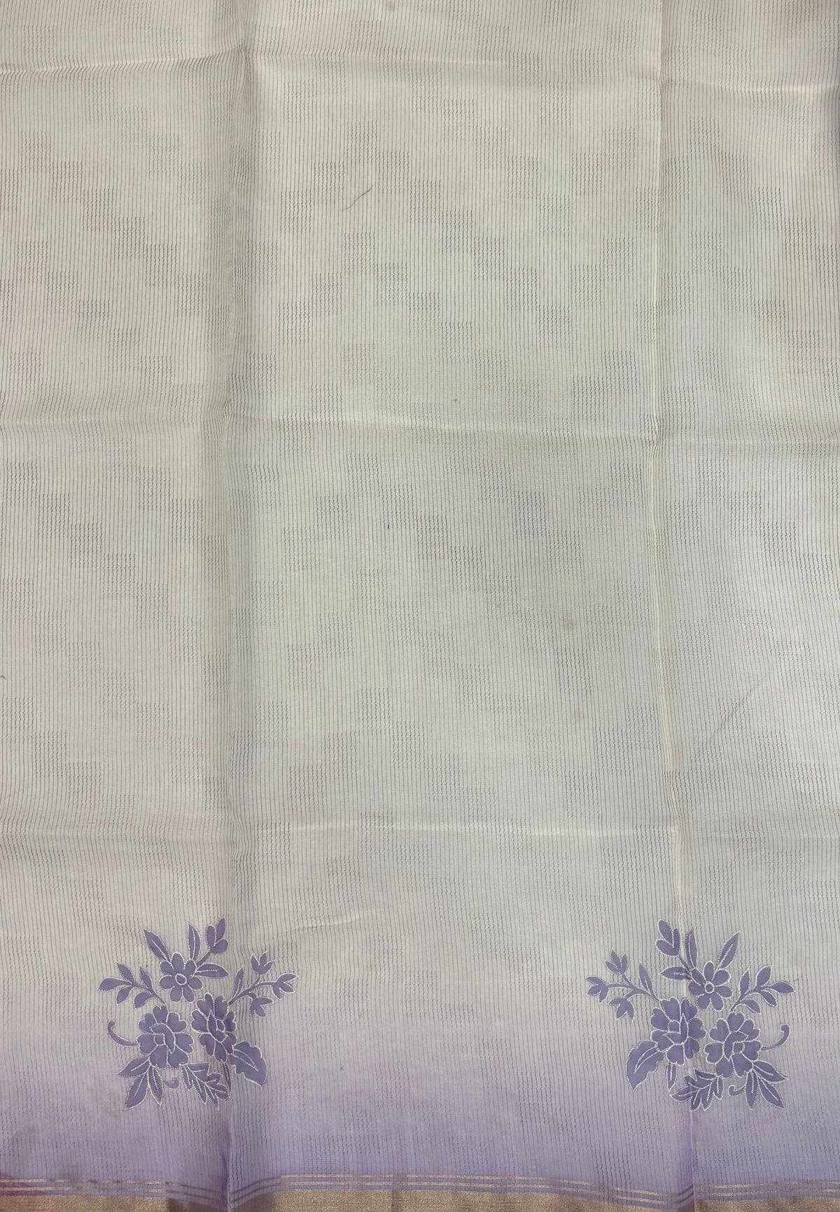 Organza Saree-Violet with Floral Aplique Work