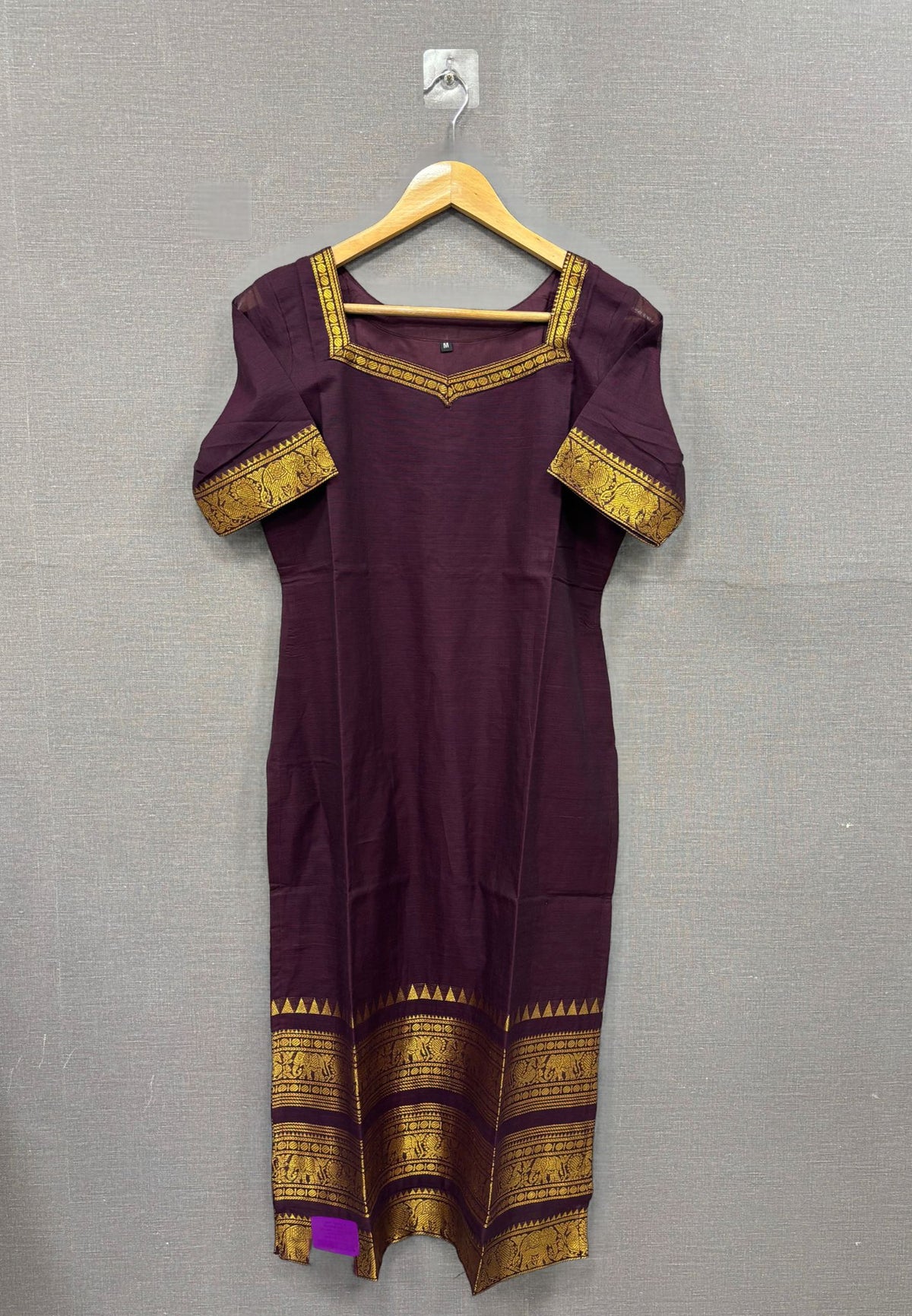 Chettinad Cotton Kurti-Maroon