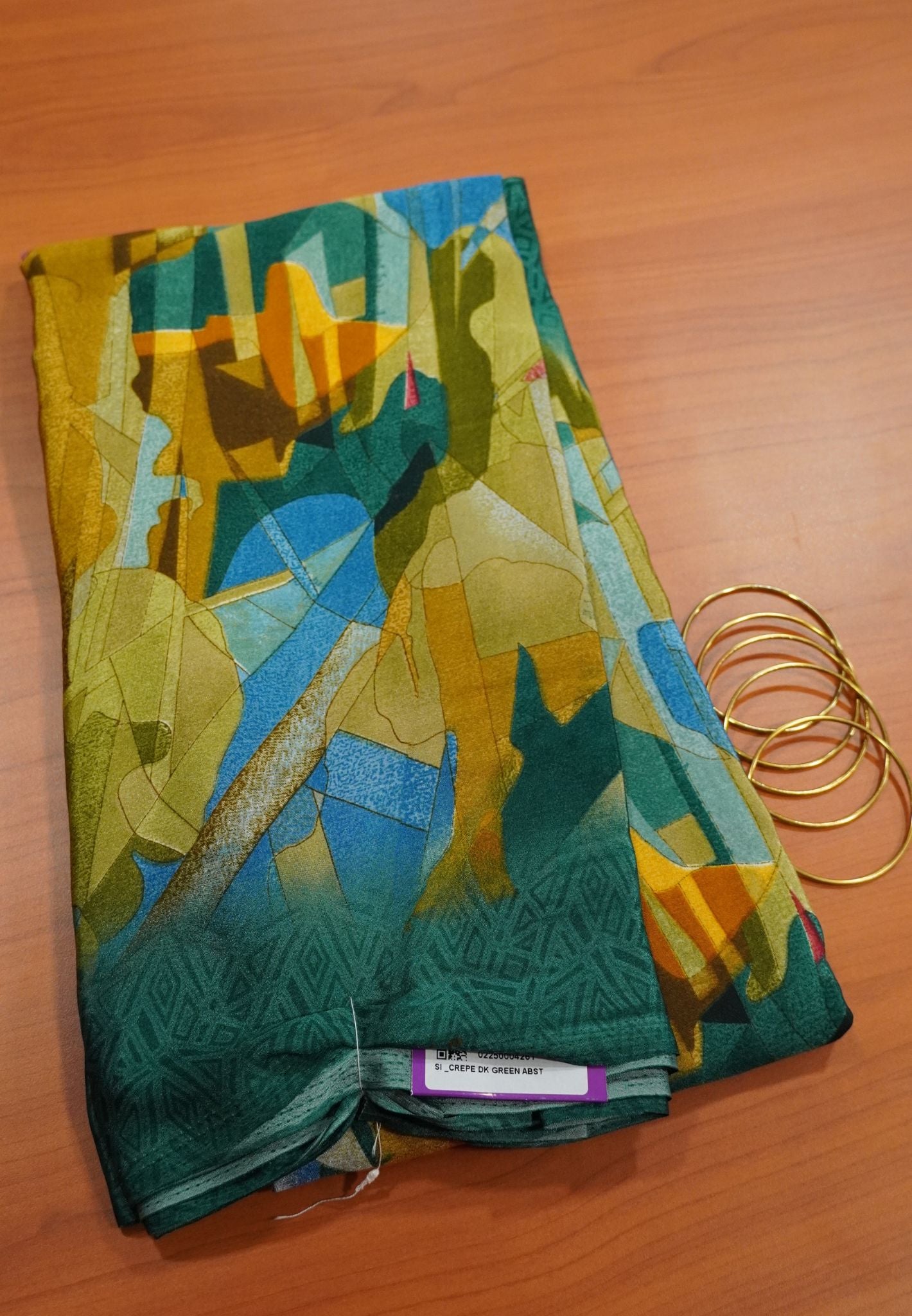 Crepe Saree - Dark Green